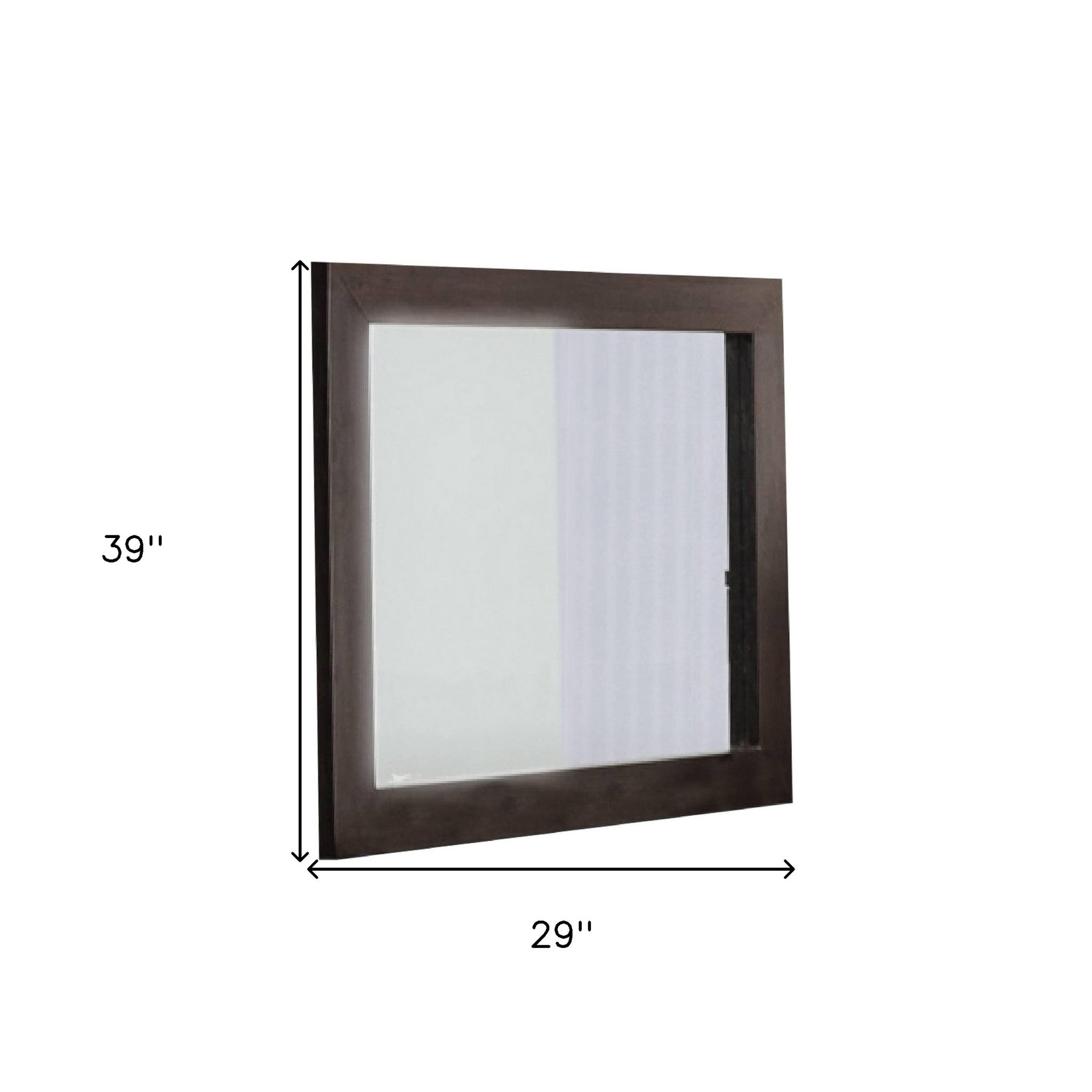 39" Ebony Square Wood Framed Dresser Mirror-Mirrors-DECOROLALA