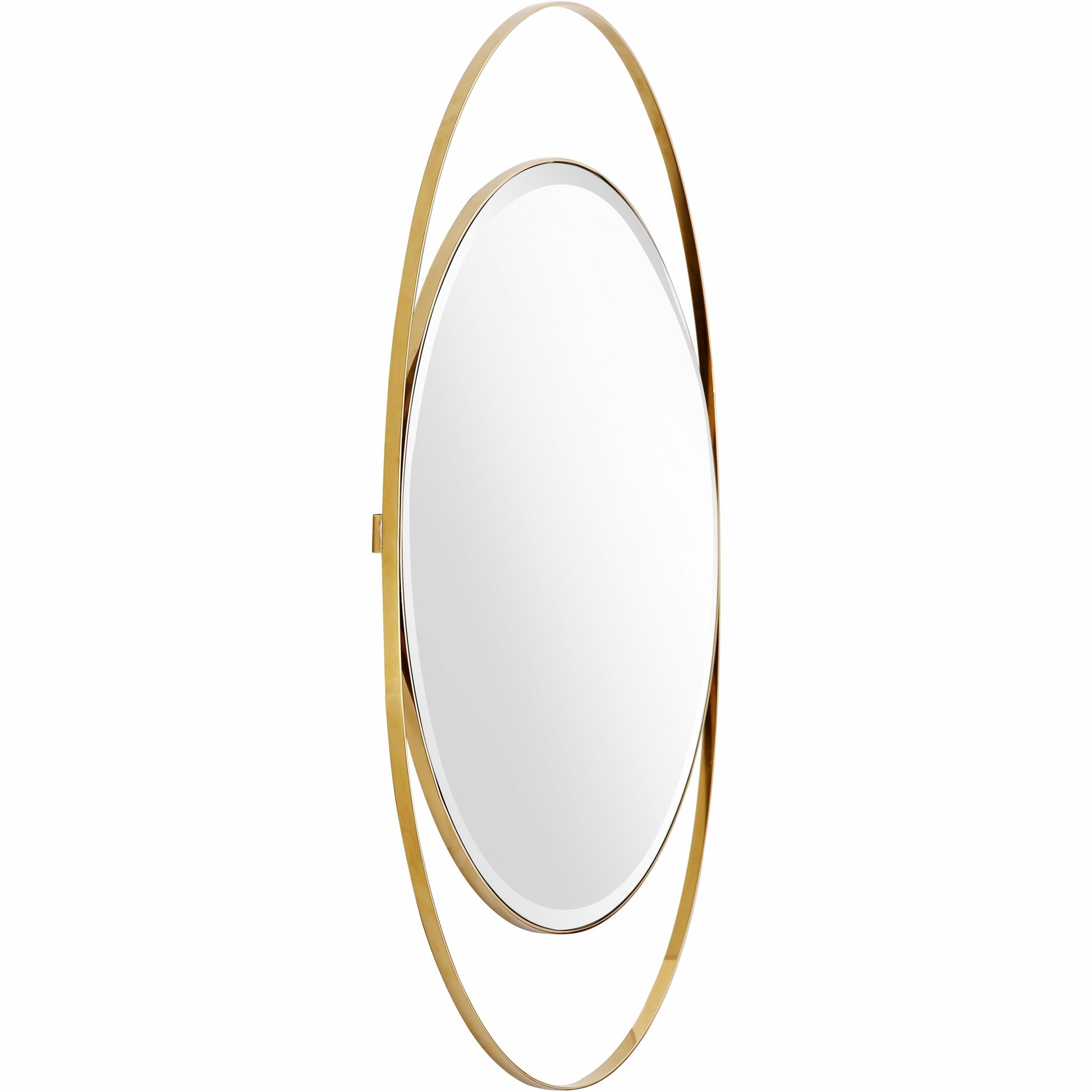 39" Gold Oval Metal Framed Accent Mirror-Mirrors-DECOROLALA