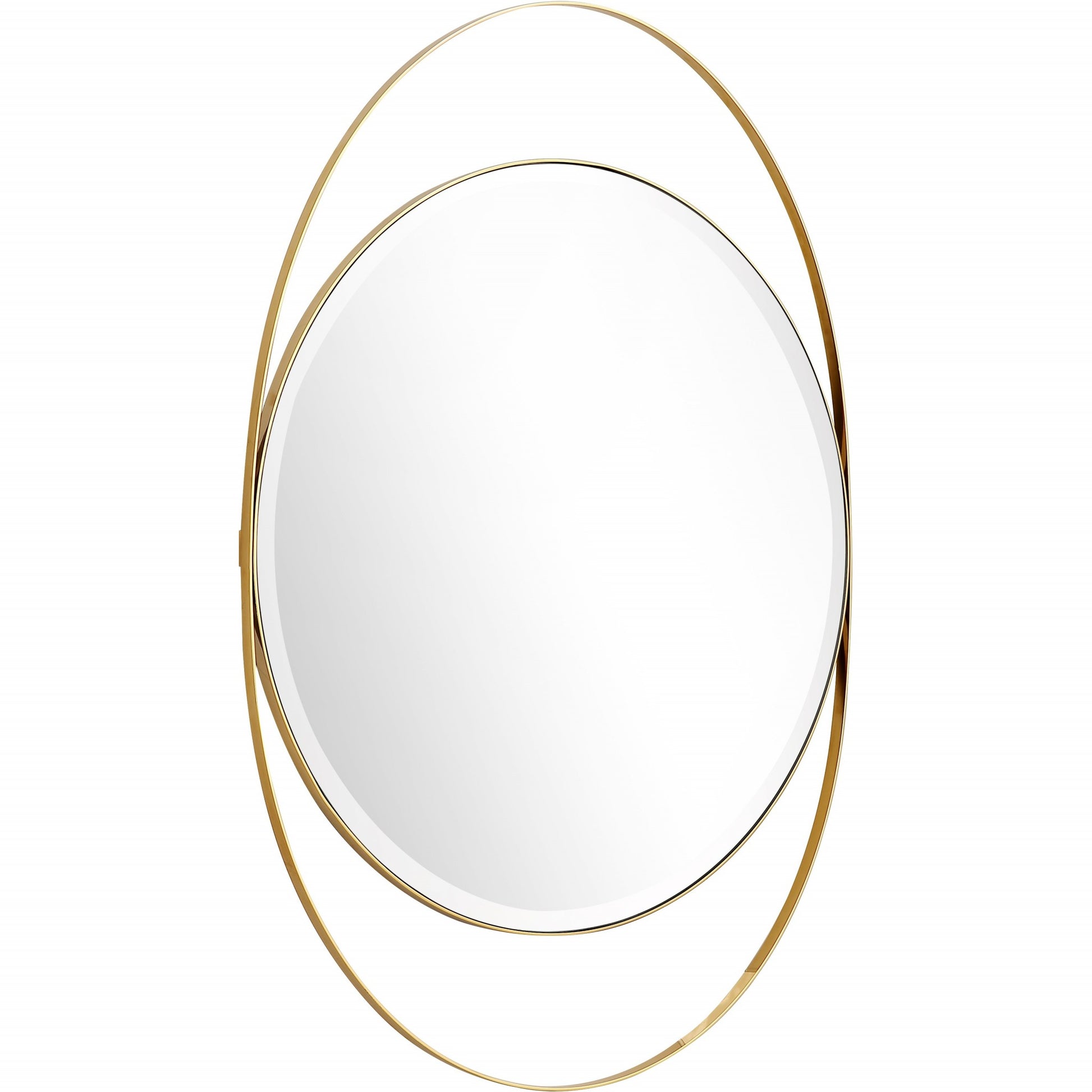 39" Gold Oval Metal Framed Accent Mirror-Mirrors-DECOROLALA