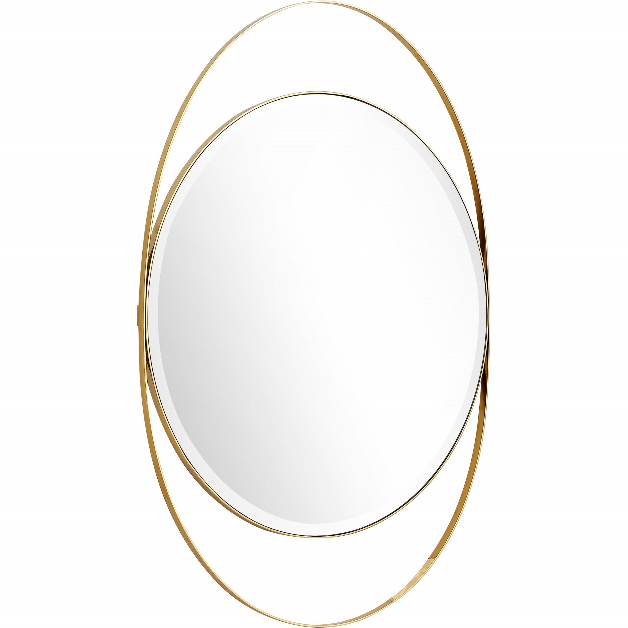 39" Gold Oval Metal Framed Accent Mirror-Mirrors-DECOROLALA