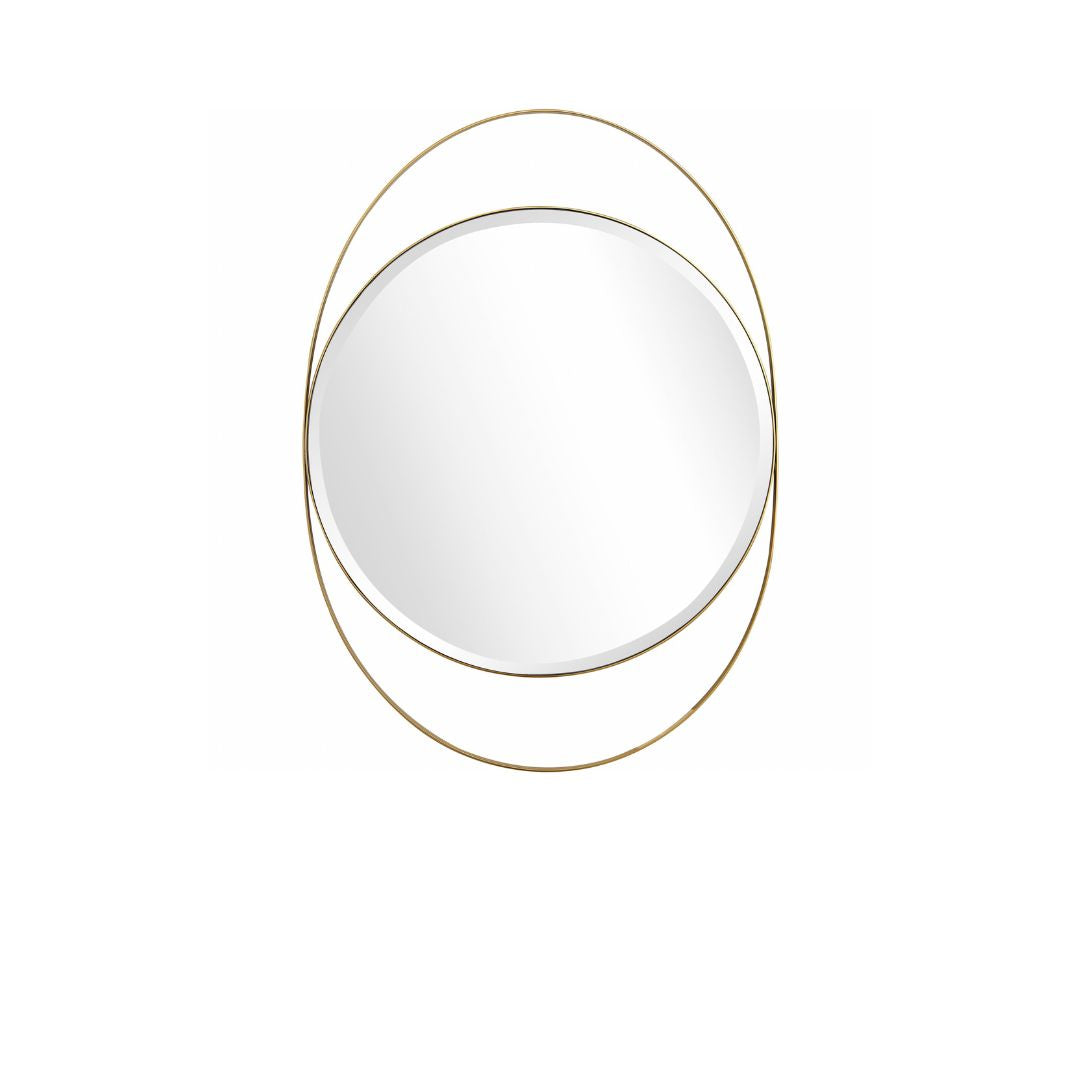 39" Gold Oval Metal Framed Accent Mirror-Mirrors-DECOROLALA