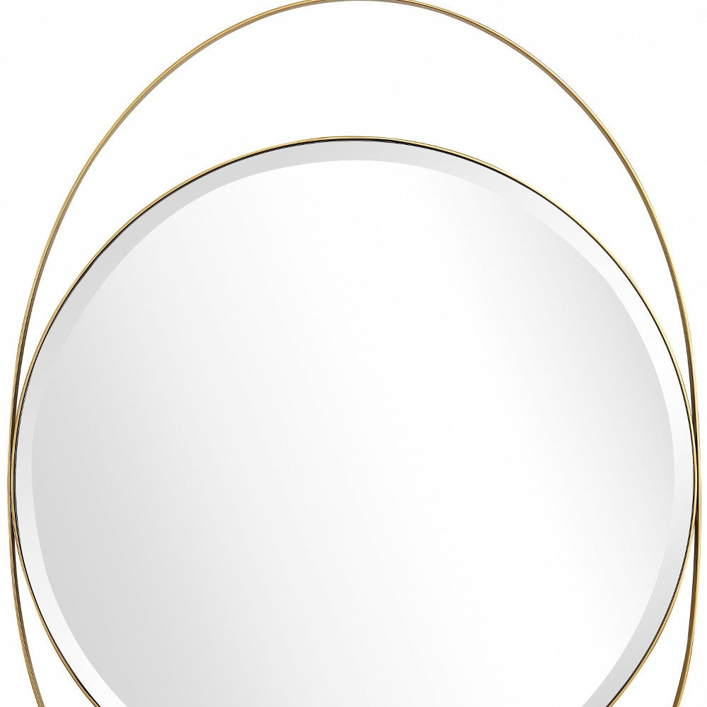 39" Gold Oval Metal Framed Accent Mirror-Mirrors-DECOROLALA