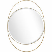 39" Gold Oval Metal Framed Accent Mirror-Mirrors-DECOROLALA