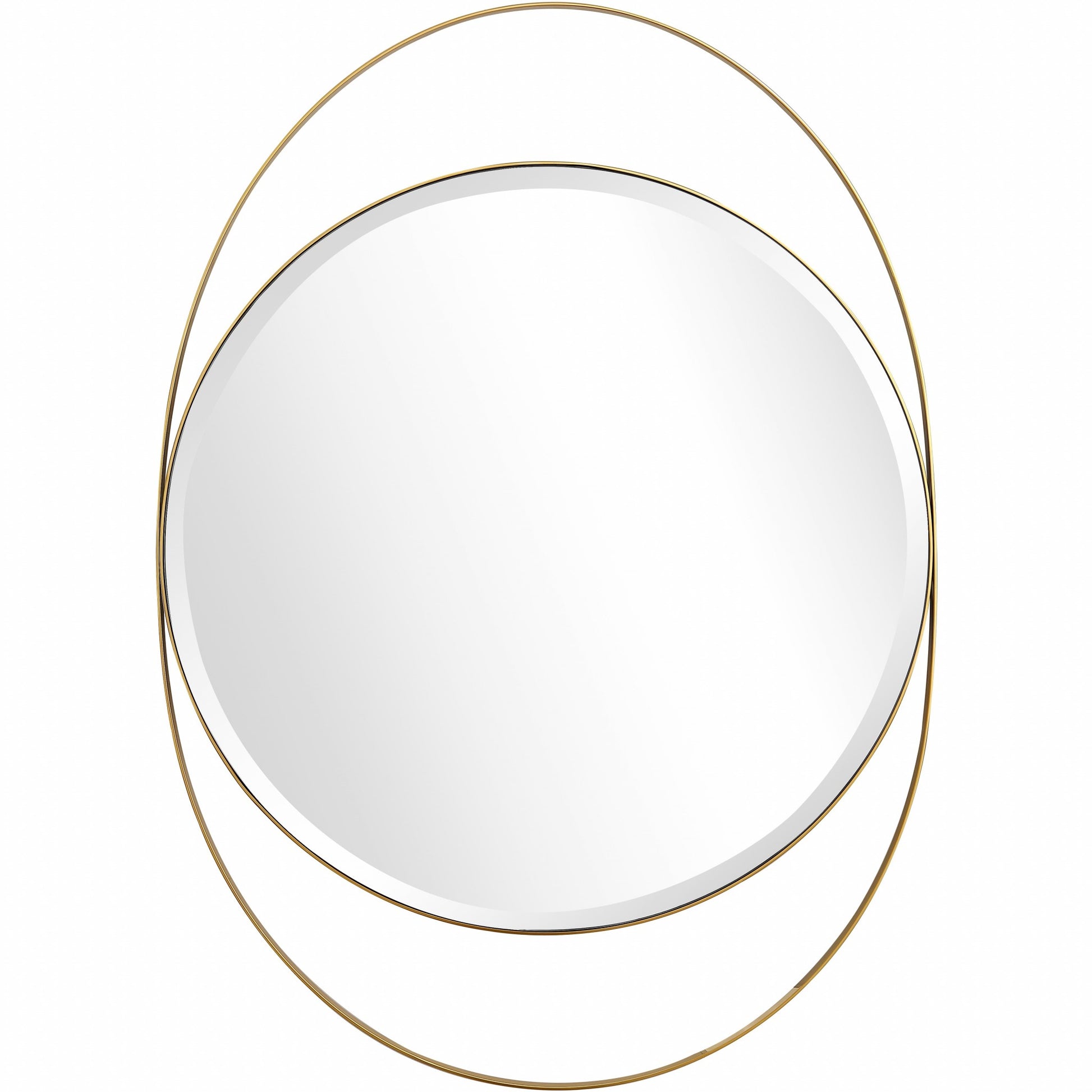 39" Gold Oval Metal Framed Accent Mirror-Mirrors-DECOROLALA