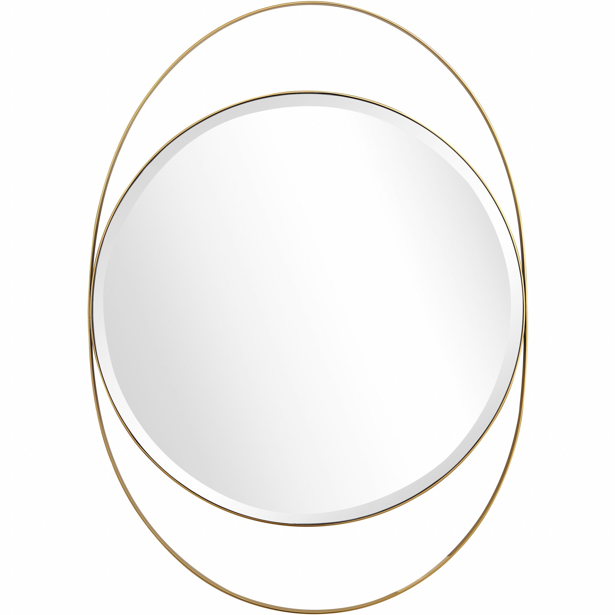 39" Gold Oval Metal Framed Accent Mirror-Mirrors-DECOROLALA