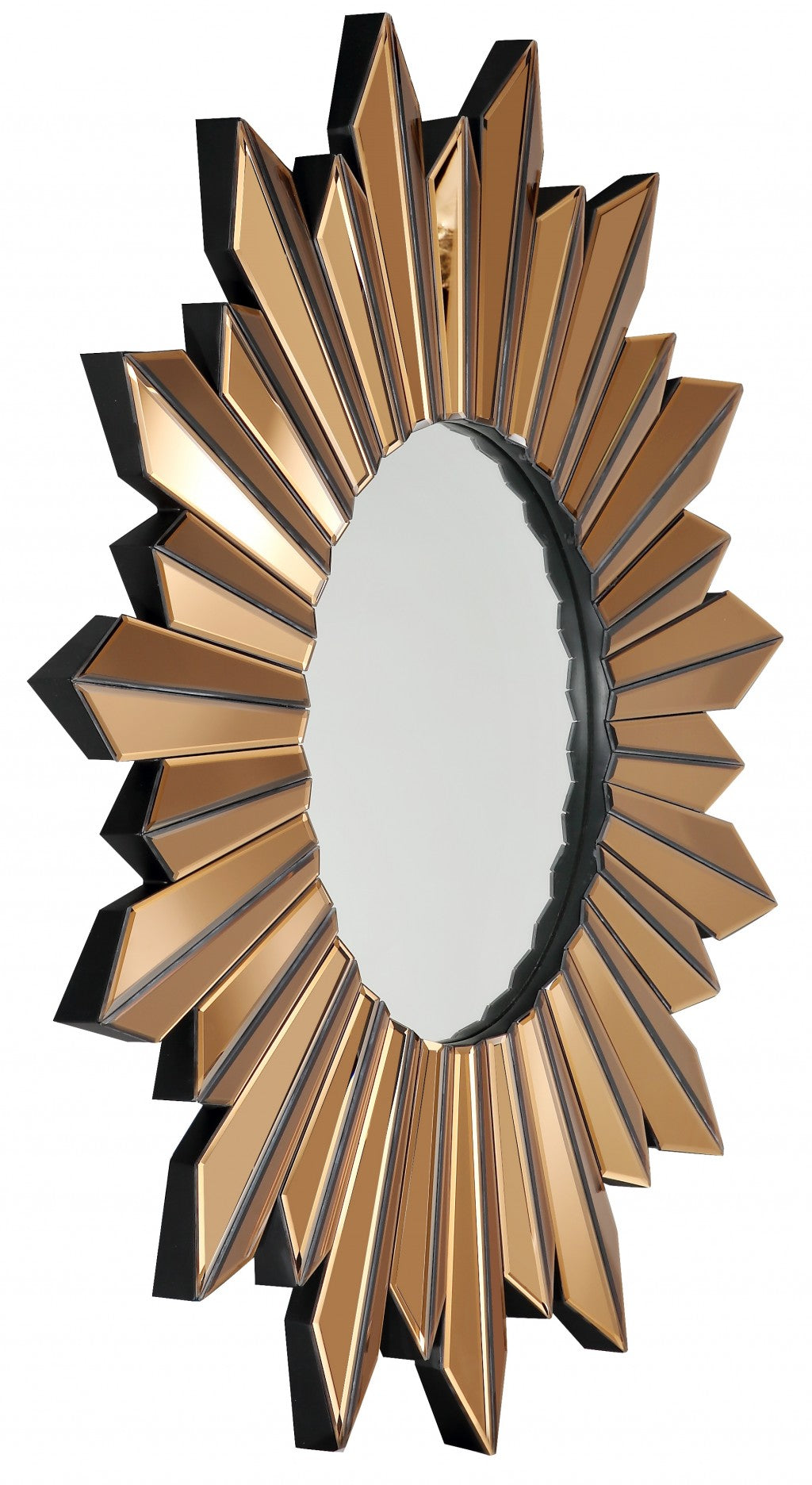 39" Gold Sunburst Glass Framed Accent Mirror-Mirrors-DECOROLALA