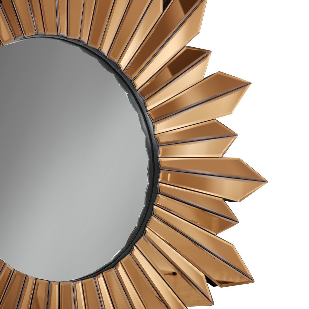 39" Gold Sunburst Glass Framed Accent Mirror-Mirrors-DECOROLALA