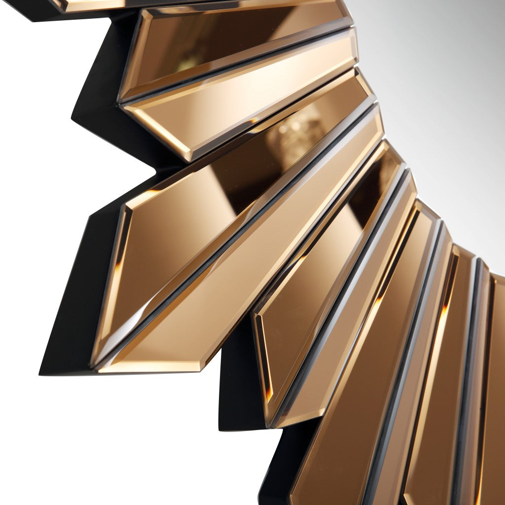 39" Gold Sunburst Glass Framed Accent Mirror-Mirrors-DECOROLALA