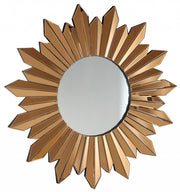 39" Gold Sunburst Glass Framed Accent Mirror-Mirrors-DECOROLALA