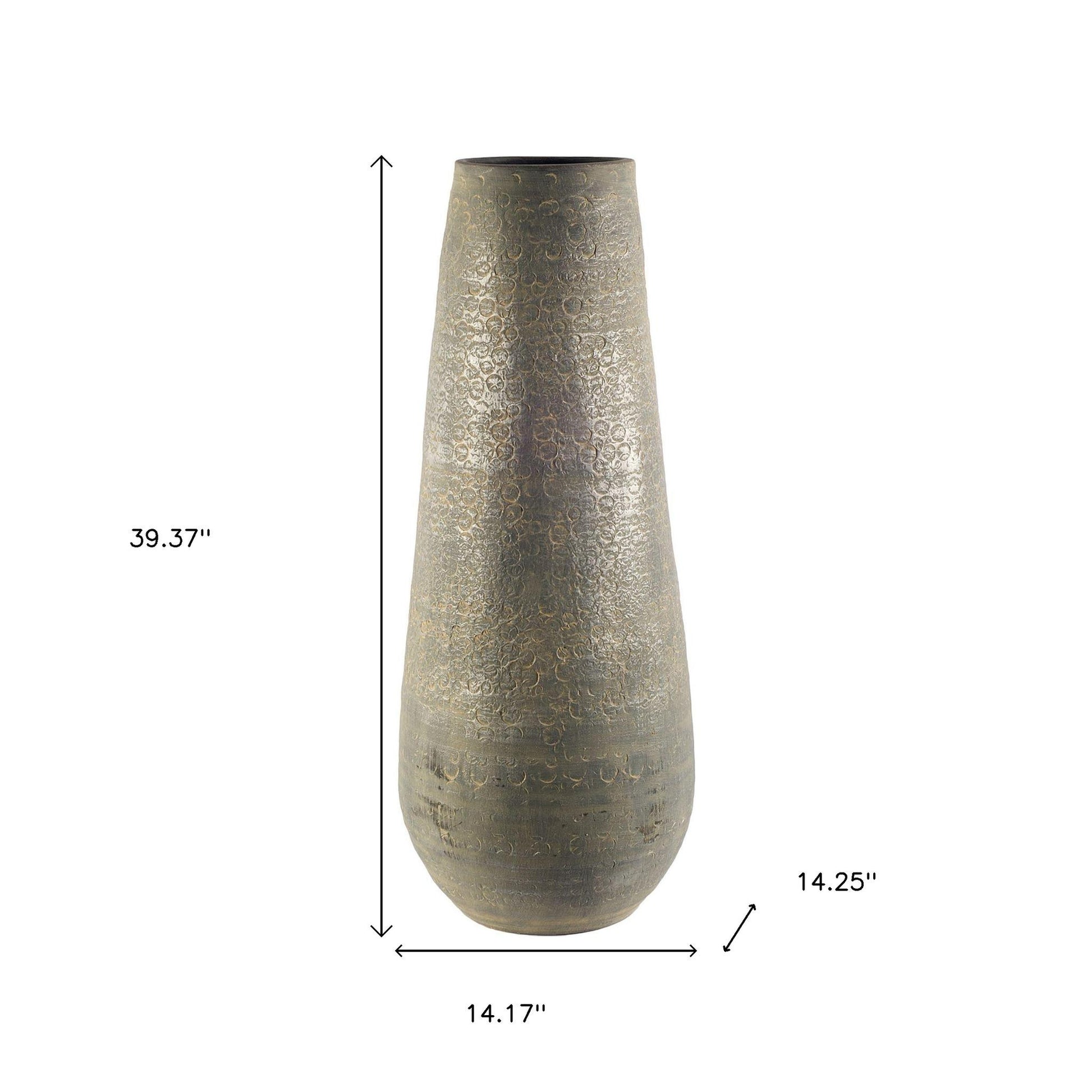 39" Gray Cylinder Ceramic Floor Vase-Vases-DECOROLALA