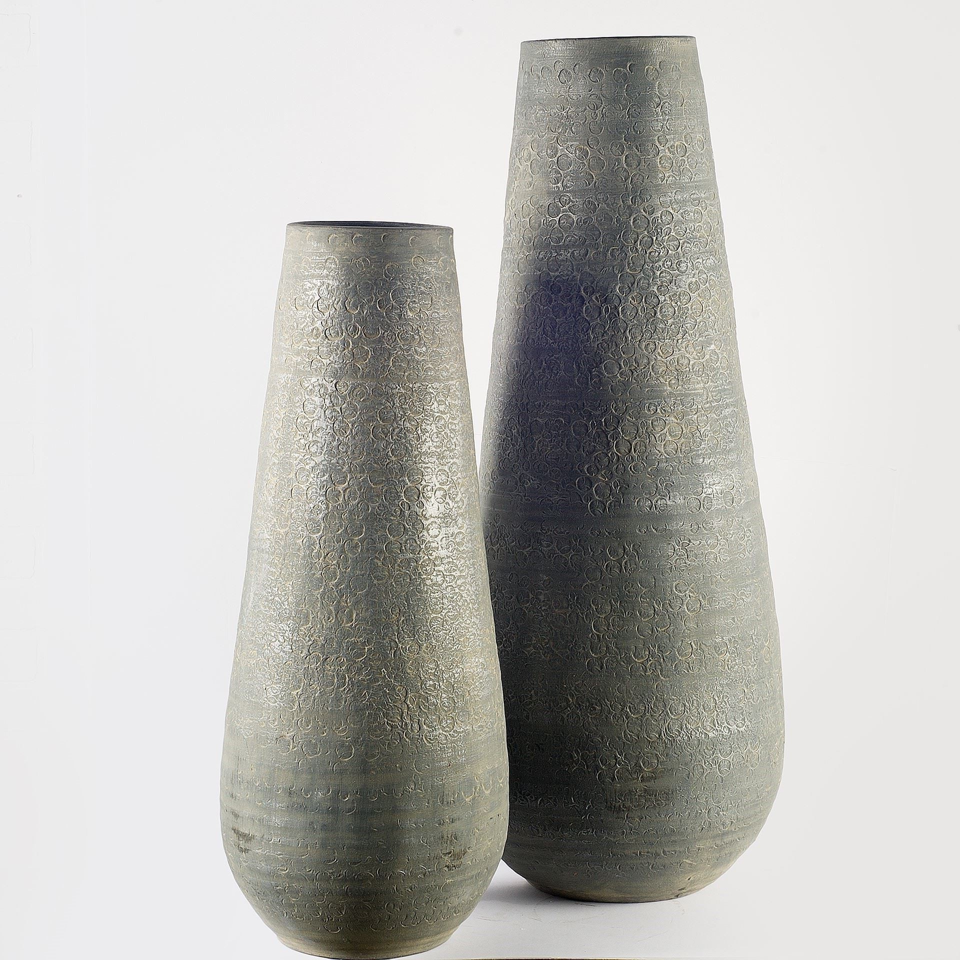 39" Gray Cylinder Ceramic Floor Vase-Vases-DECOROLALA