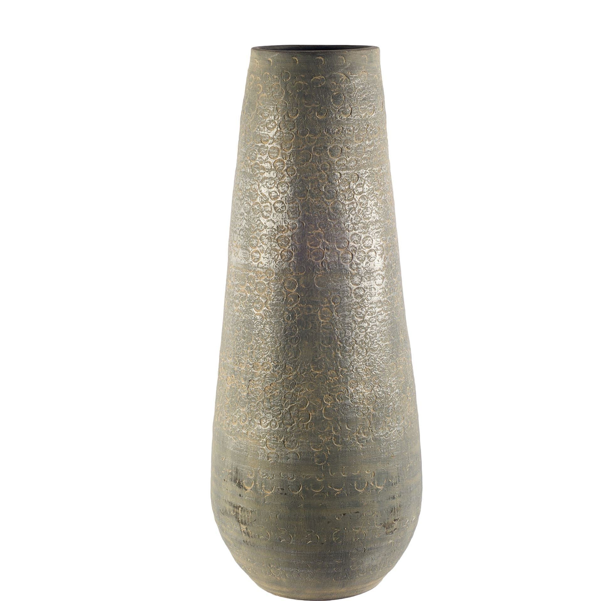 39" Gray Cylinder Ceramic Floor Vase-Vases-DECOROLALA
