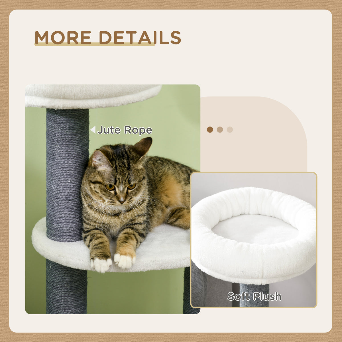 39" Multi-Level Cat Tree Tower with Scratching Posts - White-Cats-DECOROLALA