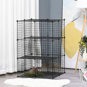 39-Piece Portable Metal Wire Small Animal Cage with Ramps - Black-Small Animals-DECOROLALA