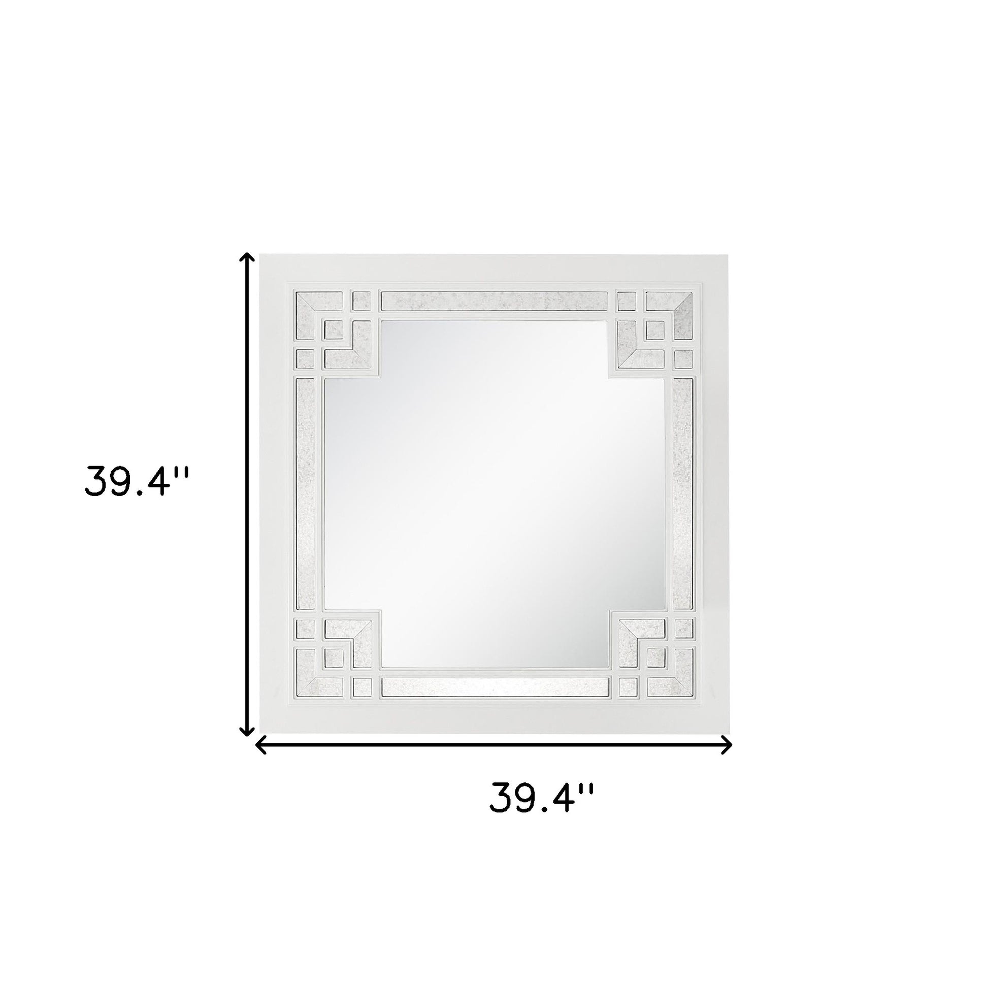 39" White Square Accent Wood Mirror-Mirrors-DECOROLALA