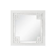 39" White Square Accent Wood Mirror-Mirrors-DECOROLALA