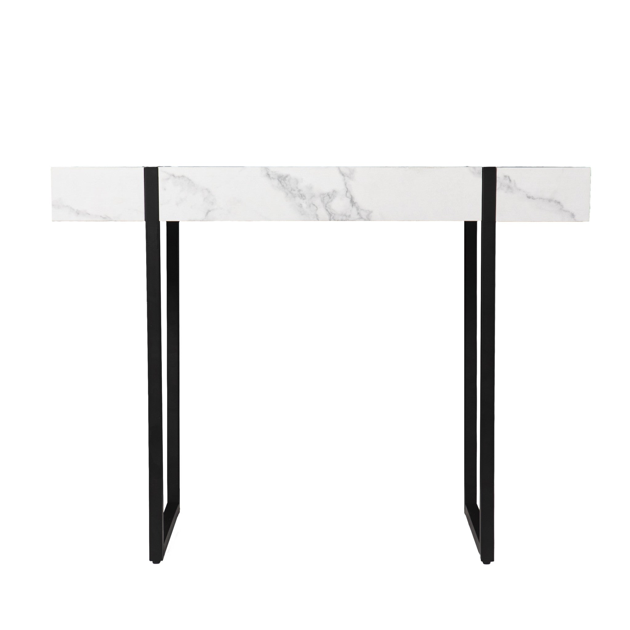 39" White and Black Faux Marble Sled Console Table-Console Tables-DECOROLALA