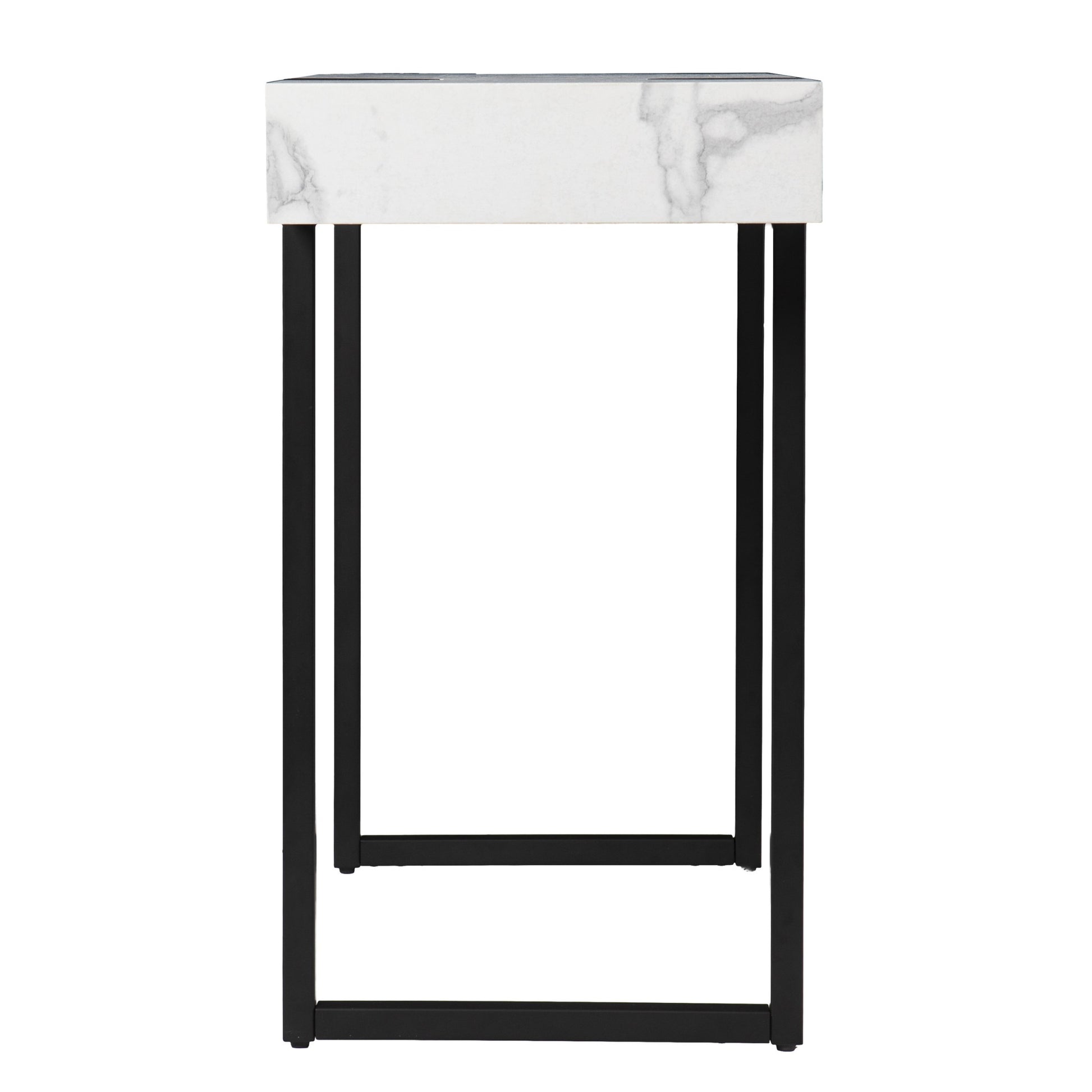 39" White and Black Faux Marble Sled Console Table-Console Tables-DECOROLALA