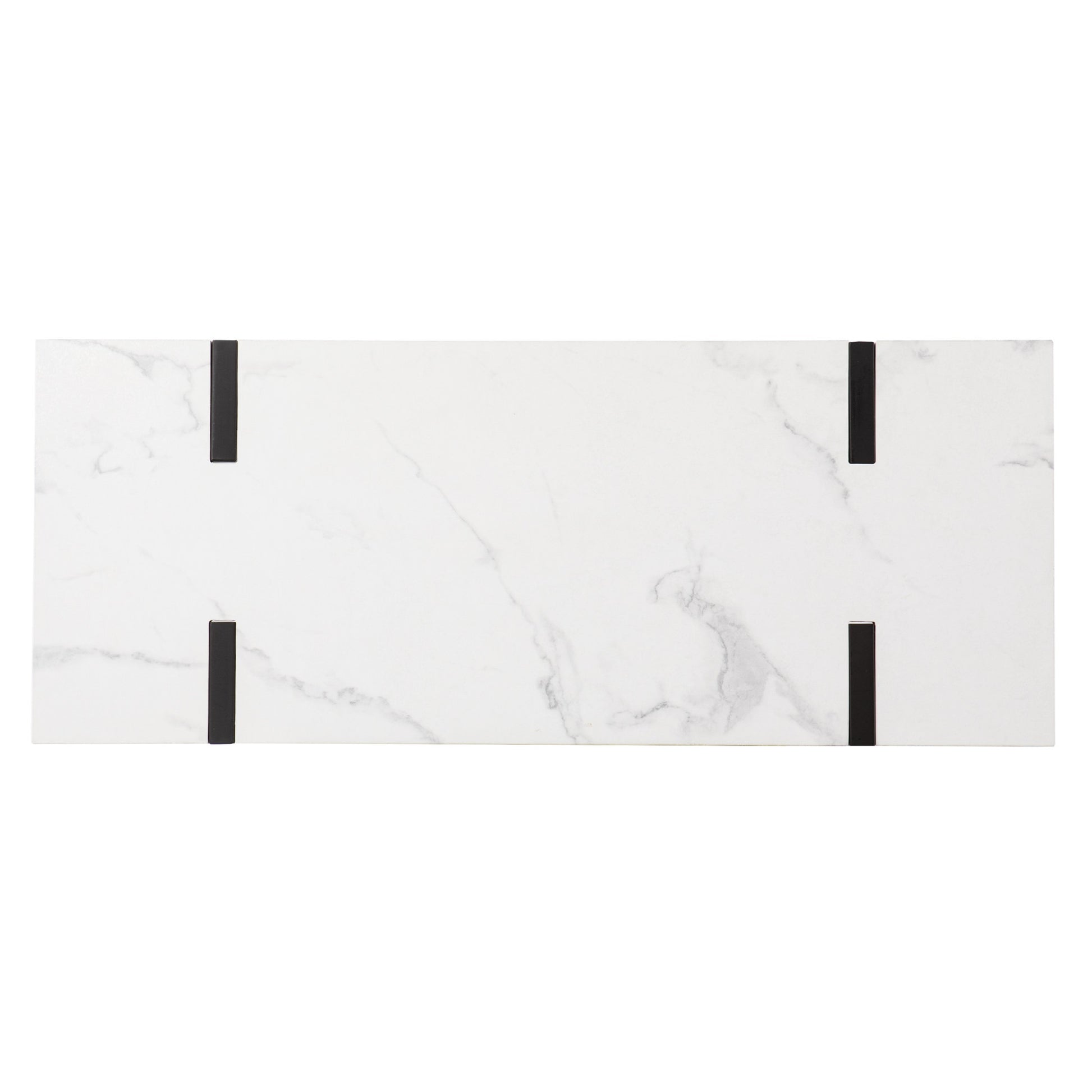 39" White and Black Faux Marble Sled Console Table-Console Tables-DECOROLALA