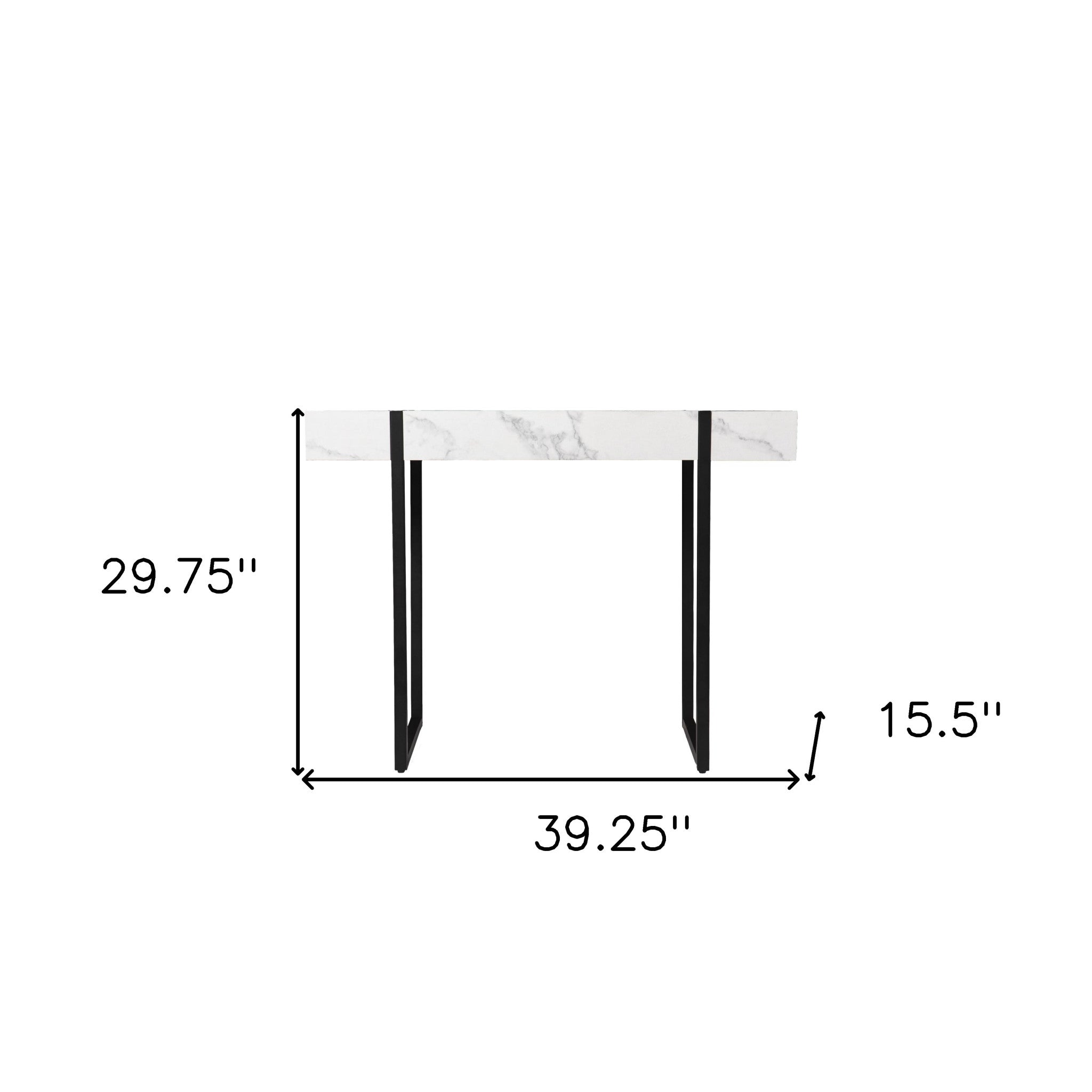 39" White and Black Faux Marble Sled Console Table-Console Tables-DECOROLALA