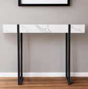 39" White and Black Faux Marble Sled Console Table-Console Tables-DECOROLALA