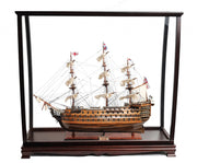 39" Wood Brown Solid Wood Hand Painted HMS Victory Large Table Top Display Model Boat-Sculptures-DECOROLALA