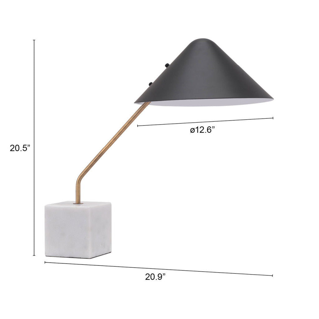 52" White Metal Bedside Table Lamp With Black Cone Shade-Table Lamps-DECOROLALA