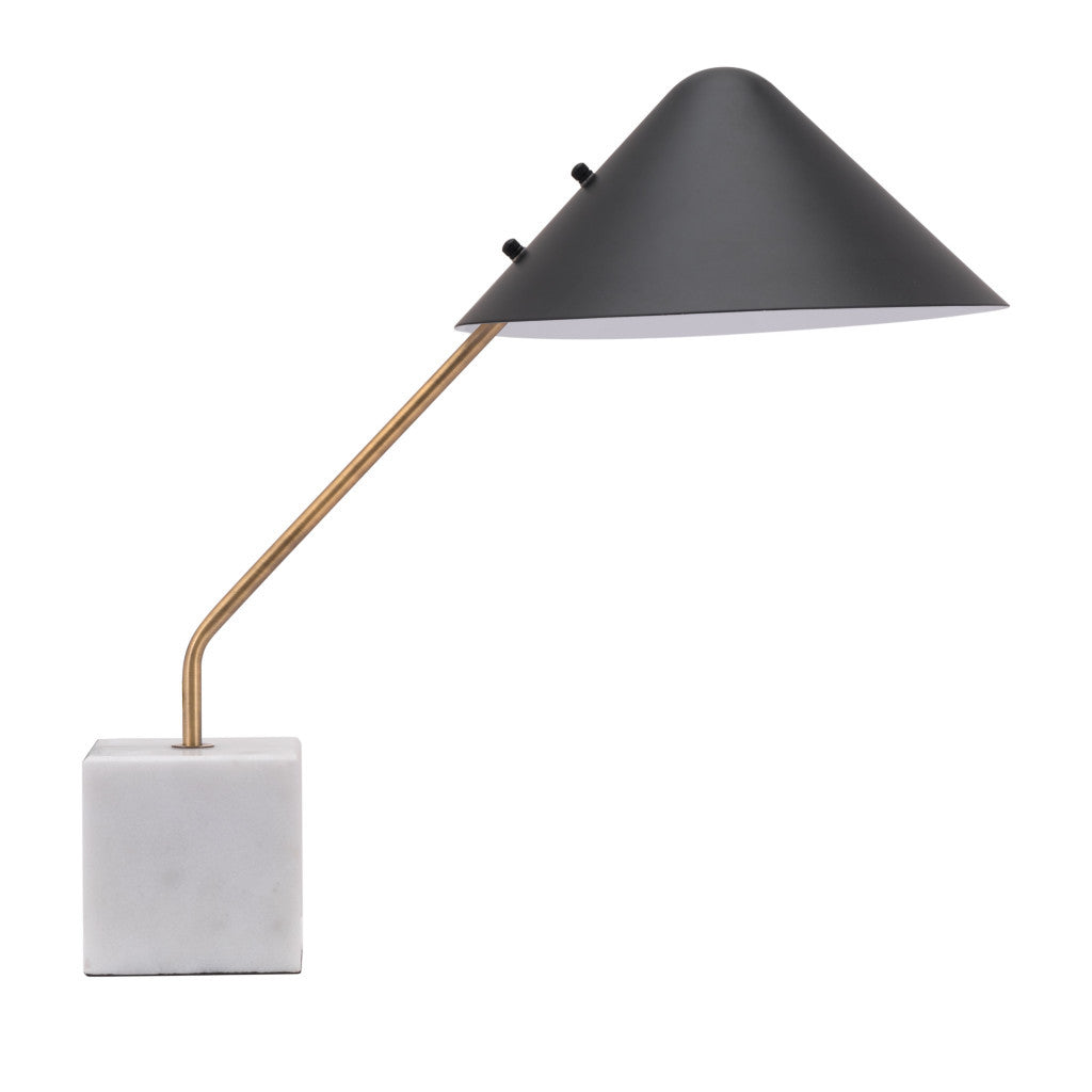 52" White Metal Bedside Table Lamp With Black Cone Shade-Table Lamps-DECOROLALA