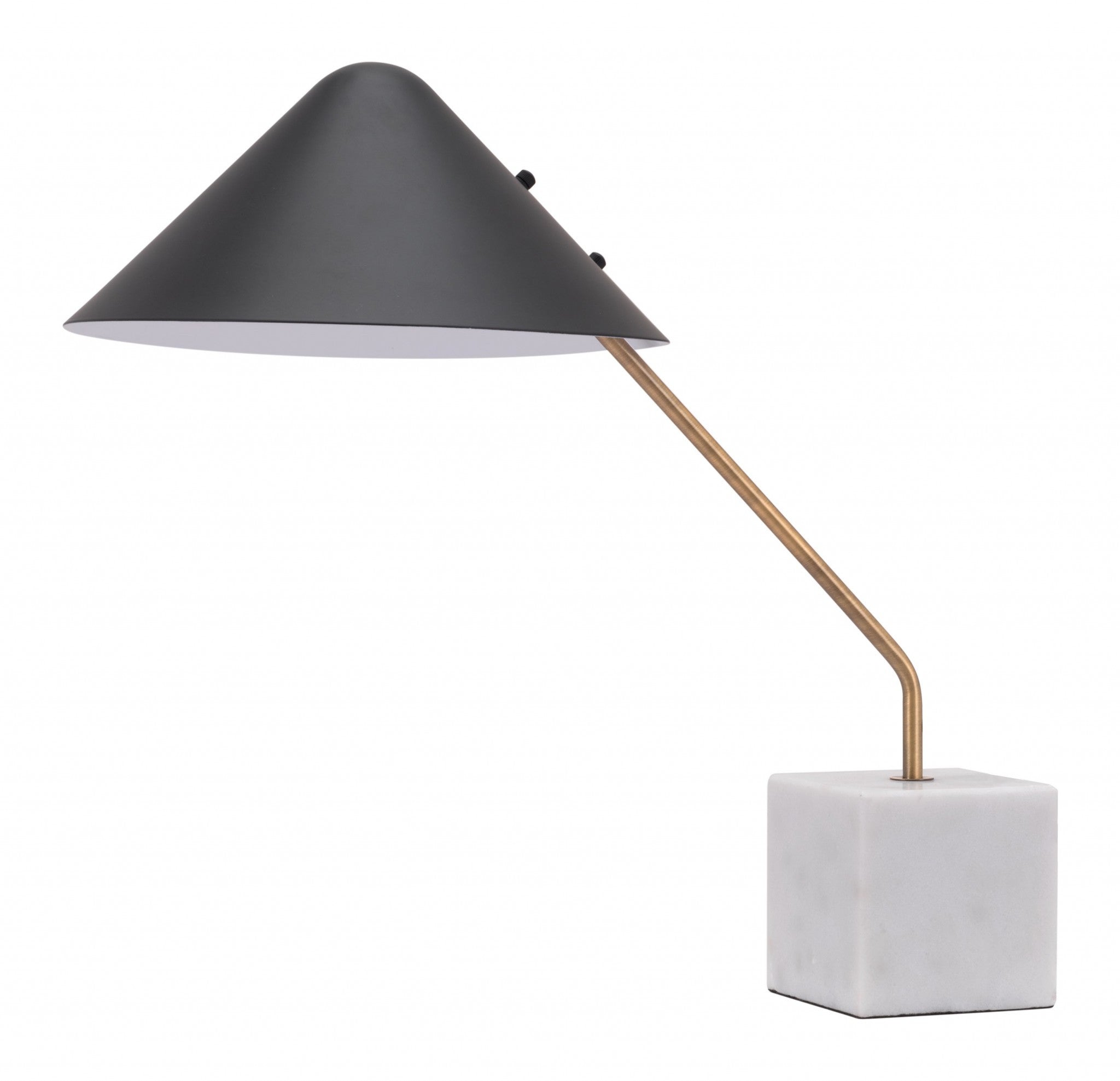 52" White Metal Bedside Table Lamp With Black Cone Shade-Table Lamps-DECOROLALA