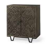 16" Black and Dark Brown Accent Cabinet With One Shelf-0