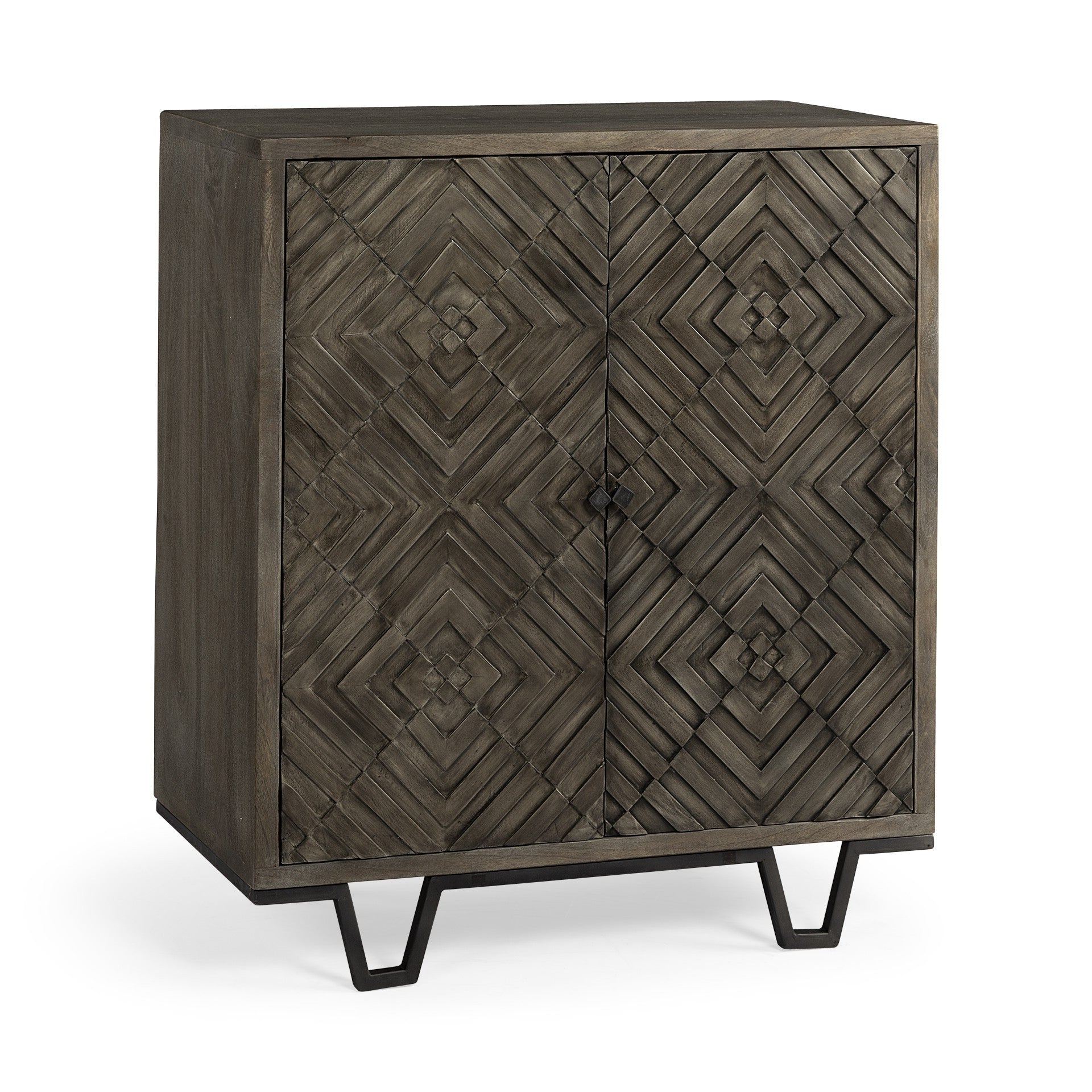 16" Black and Dark Brown Accent Cabinet With One Shelf-3