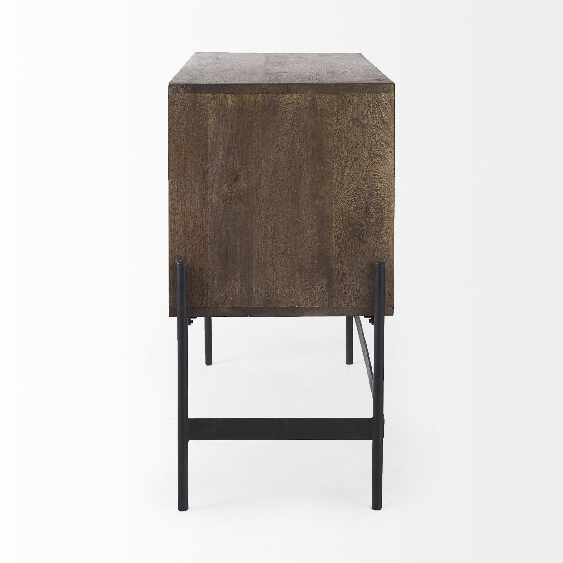 Dark Brown Two Door Cabinet With Metal Legs-Sideboards-DECOROLALA