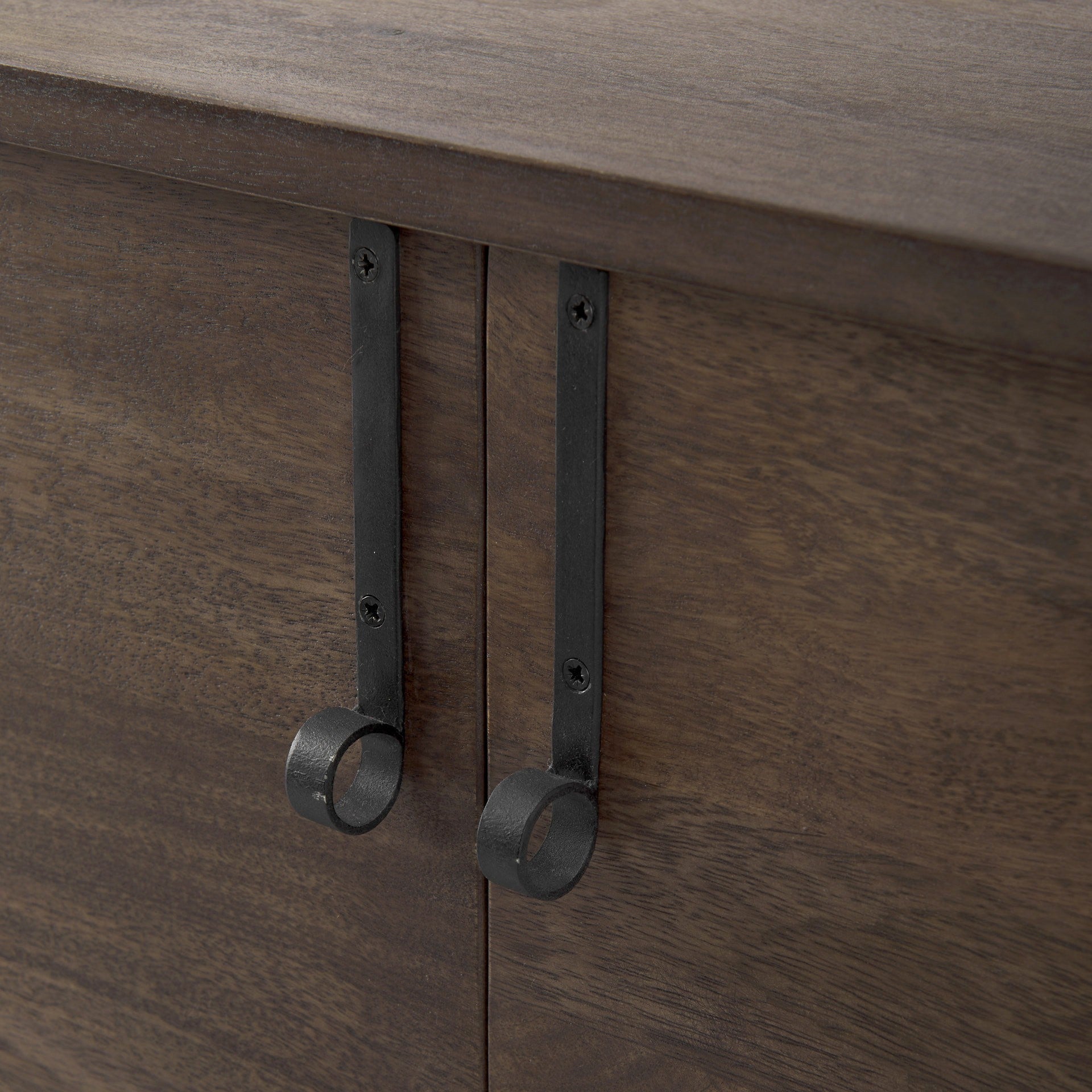 Dark Brown Two Door Cabinet With Metal Legs-Sideboards-DECOROLALA