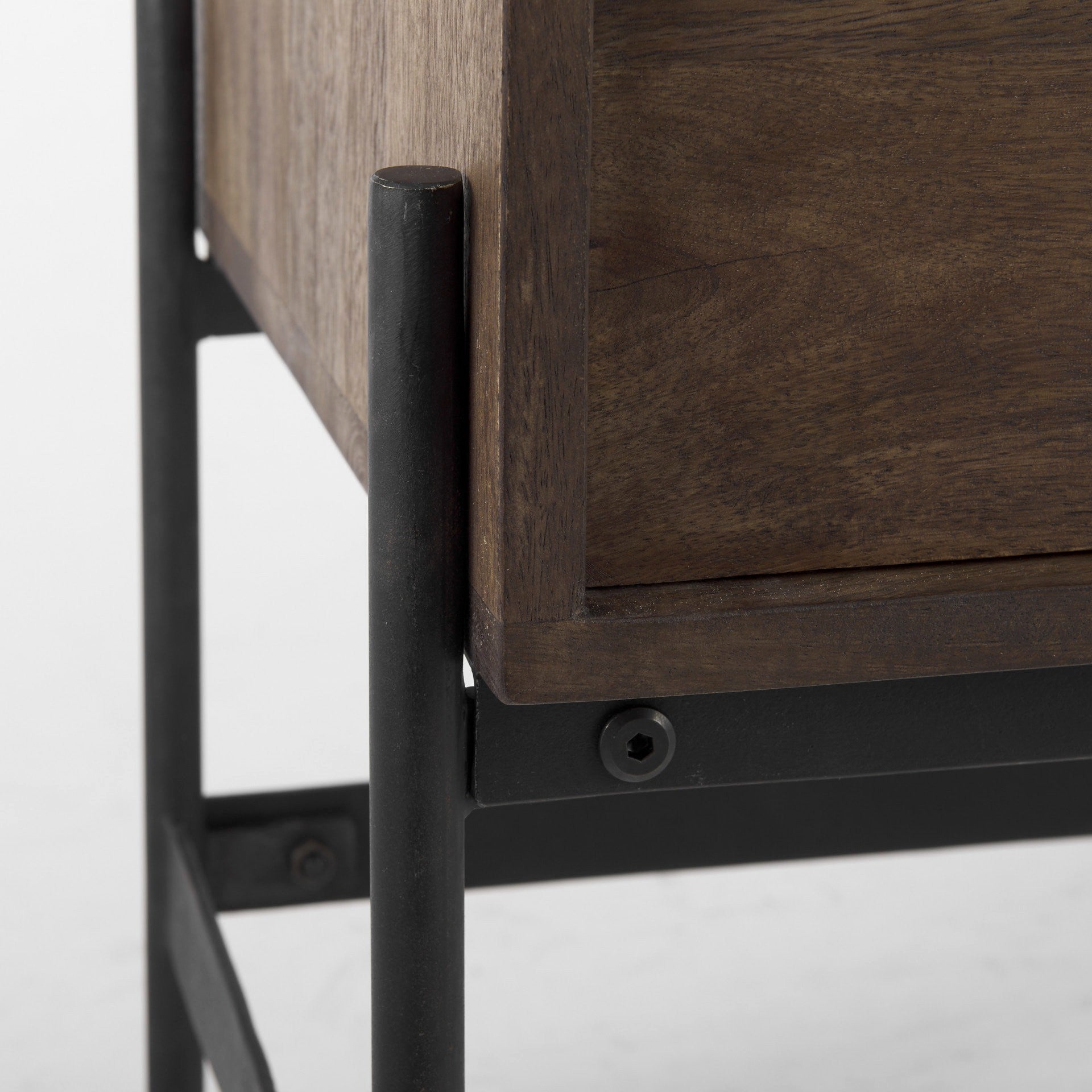 Dark Brown Two Door Cabinet With Metal Legs-Sideboards-DECOROLALA