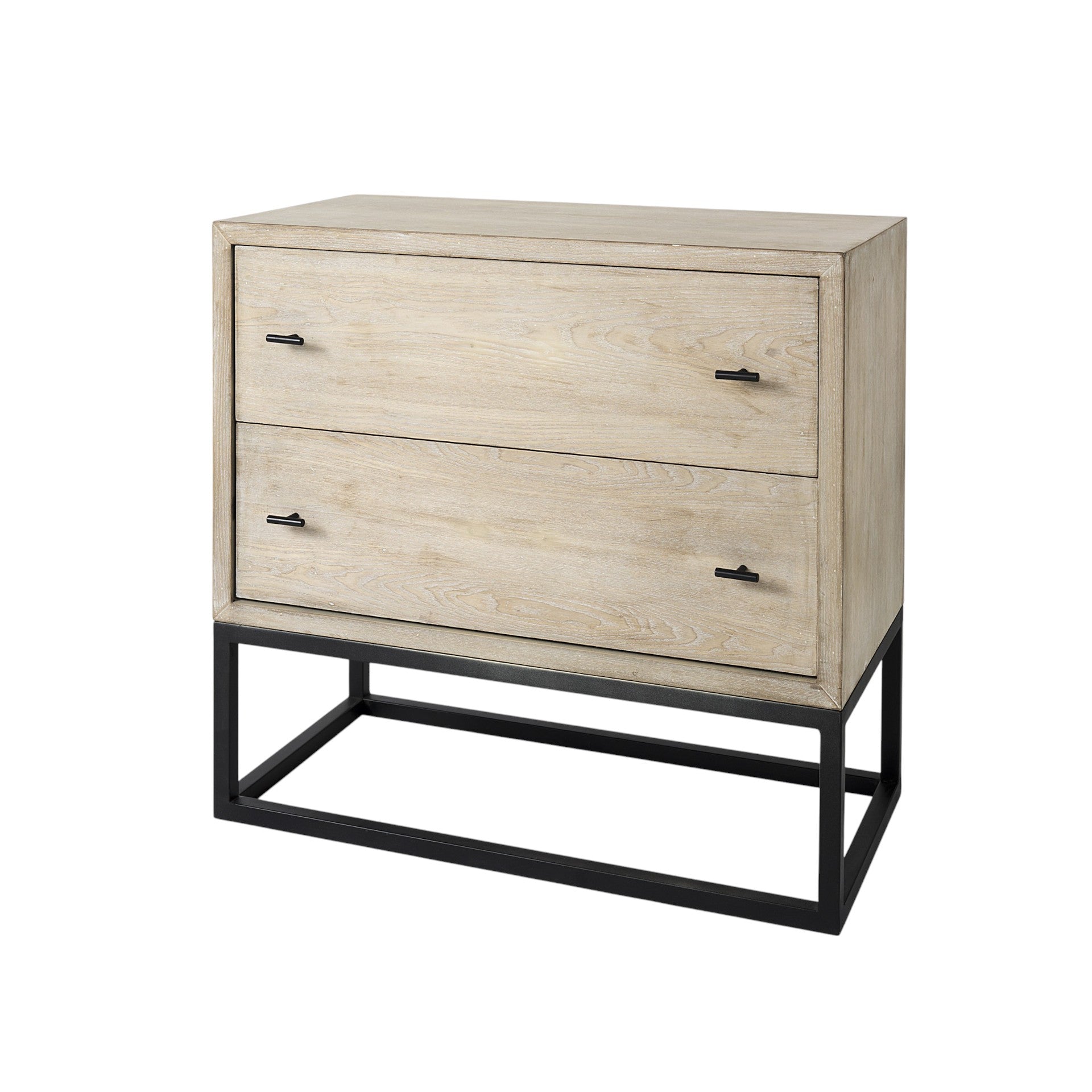 32" Natural Solid Wood Two Drawer Sideboard-Sideboards-DECOROLALA