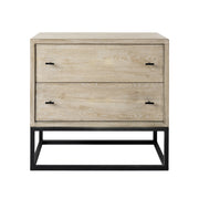 32" Natural Solid Wood Two Drawer Sideboard-Sideboards-DECOROLALA