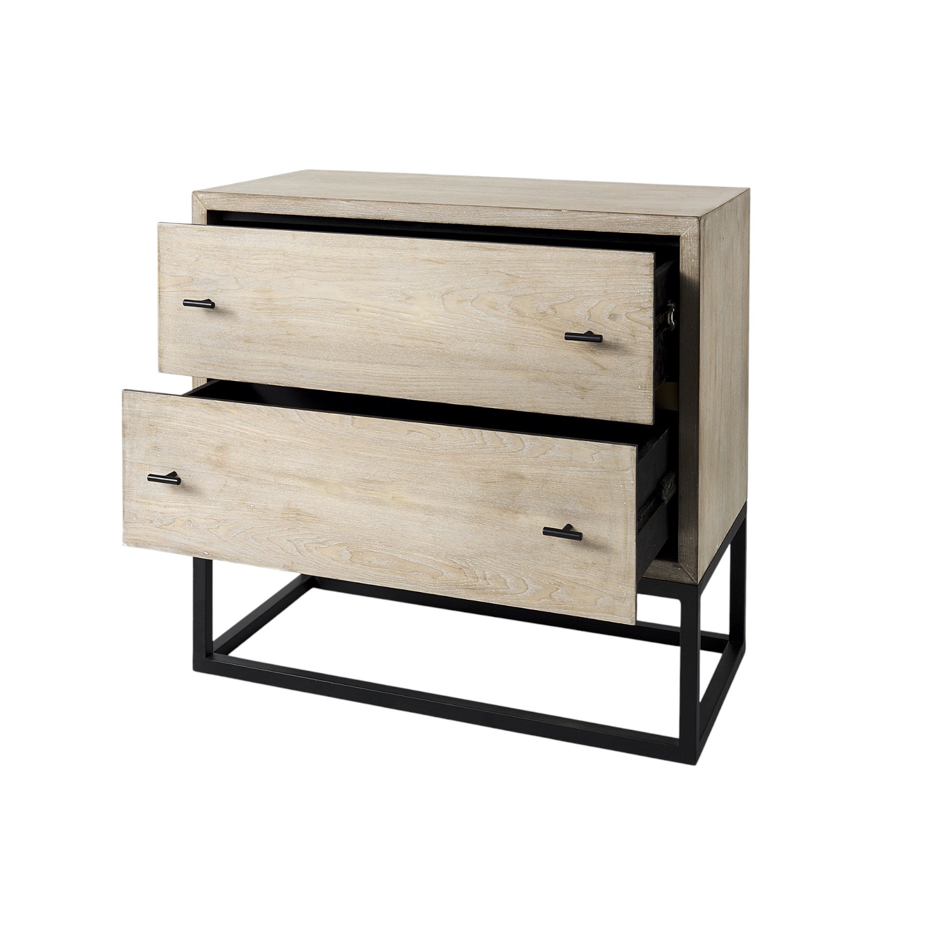 32" Natural Solid Wood Two Drawer Sideboard-Sideboards-DECOROLALA