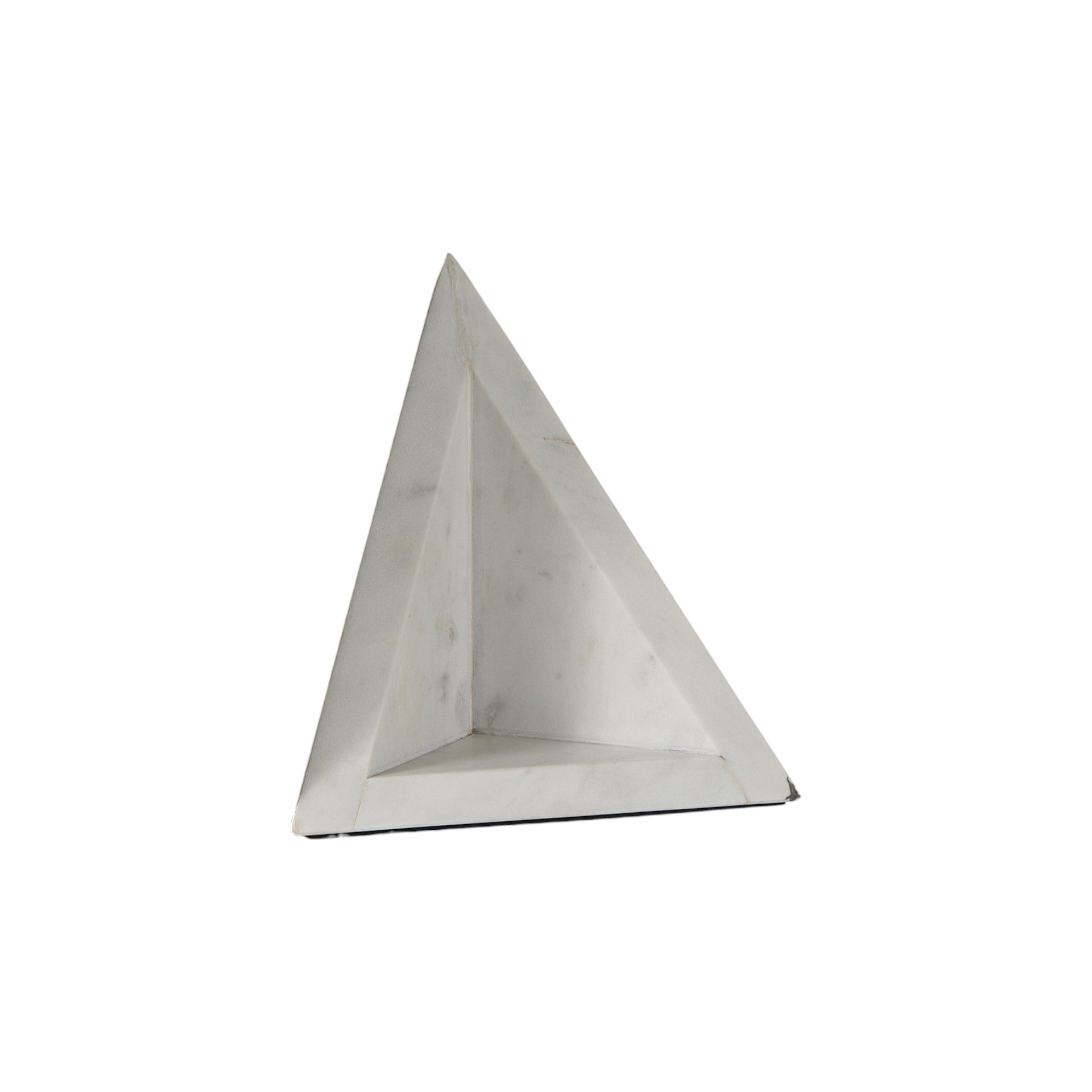 Set of Two White Marble Triangle Decorative Bookends-Sculptures-DECOROLALA