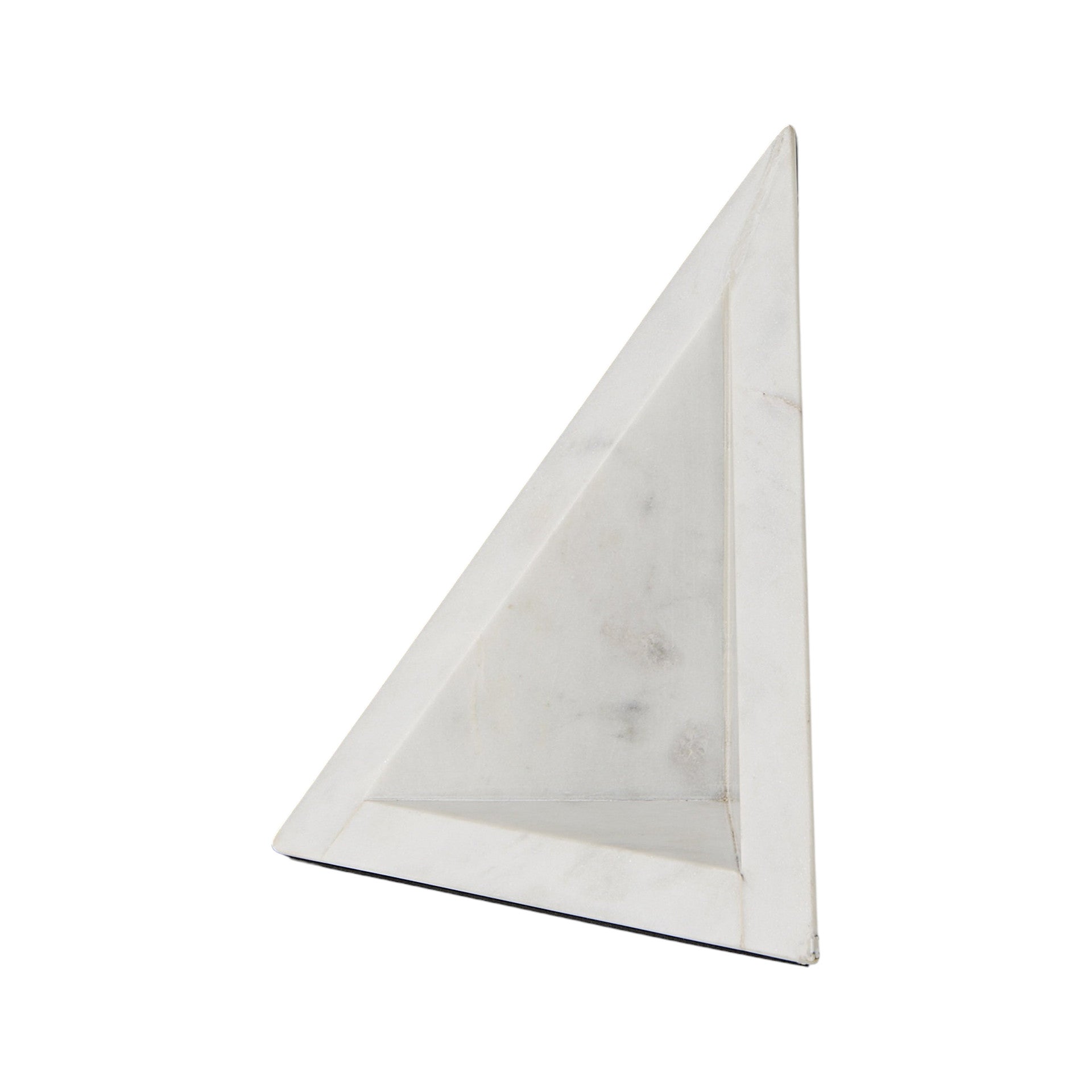 Set of Two White Marble Triangle Decorative Bookends-Sculptures-DECOROLALA