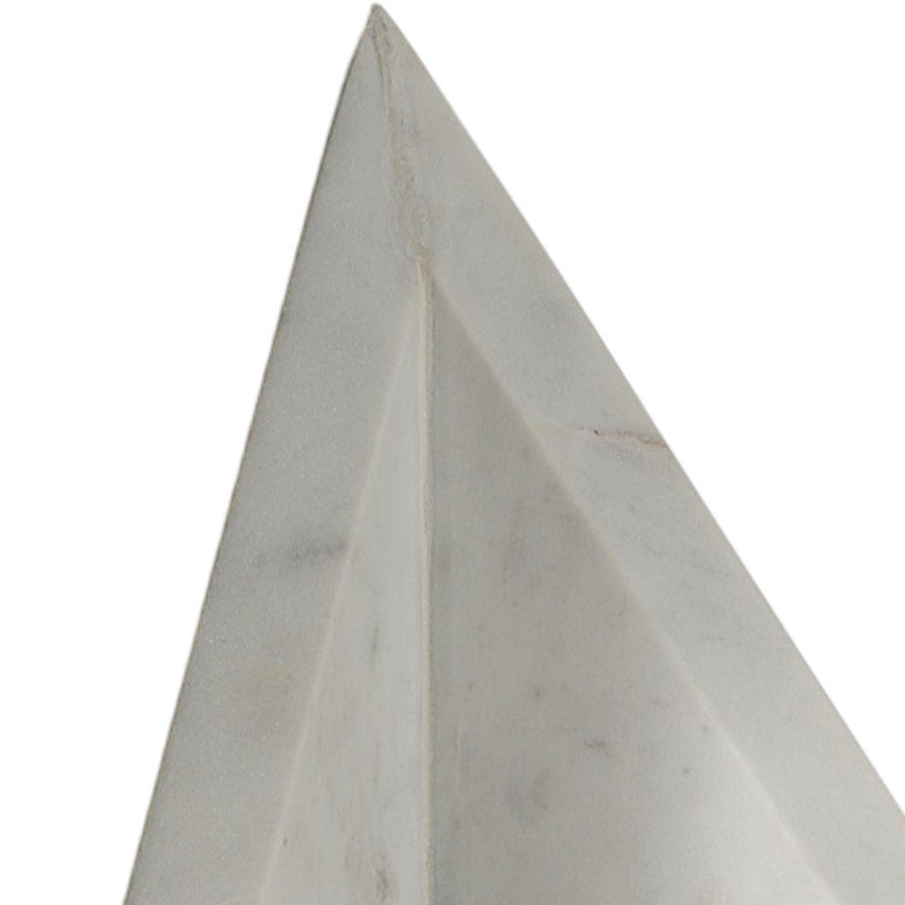 Set of Two White Marble Triangle Decorative Bookends-Sculptures-DECOROLALA