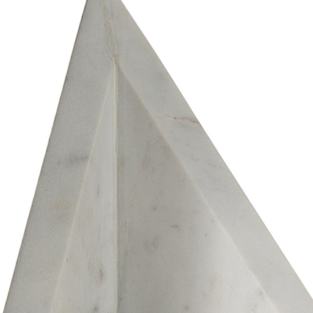 Set of Two White Marble Triangle Decorative Bookends-Sculptures-DECOROLALA
