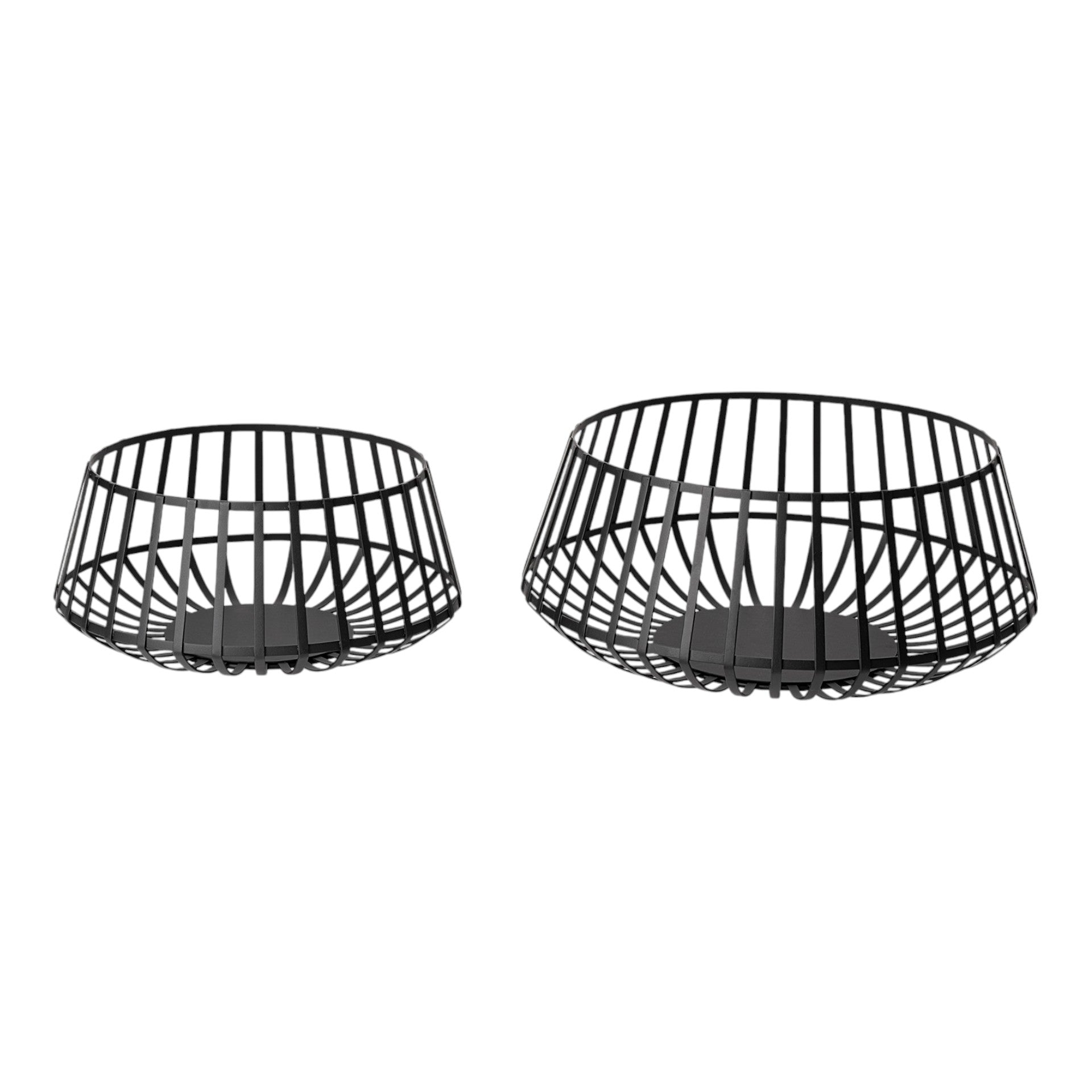 Set of Two Black Metal Decorative Bowl-Sculptures-DECOROLALA