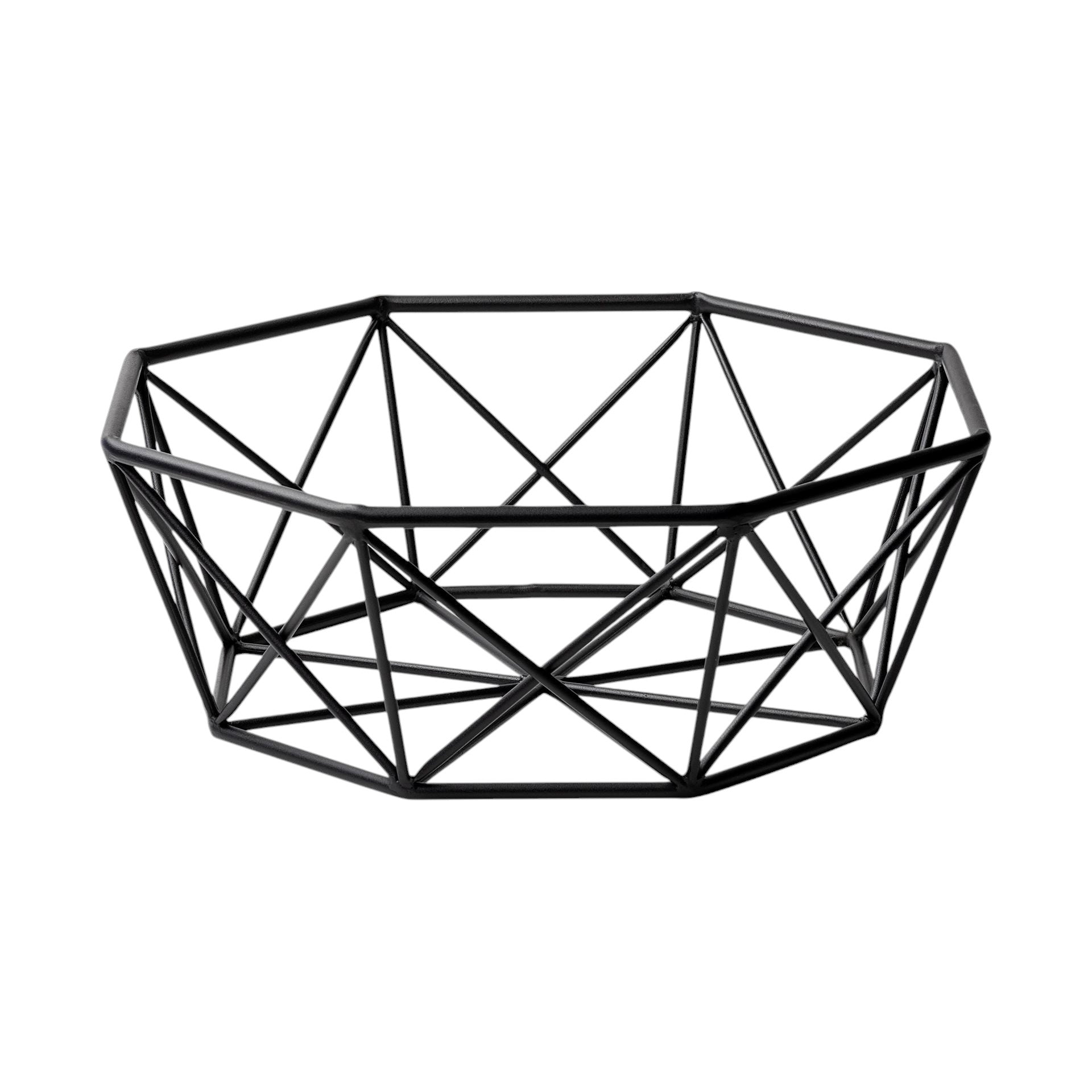 17" Black Metal Geometric Decorative Bowl-Sculptures-DECOROLALA