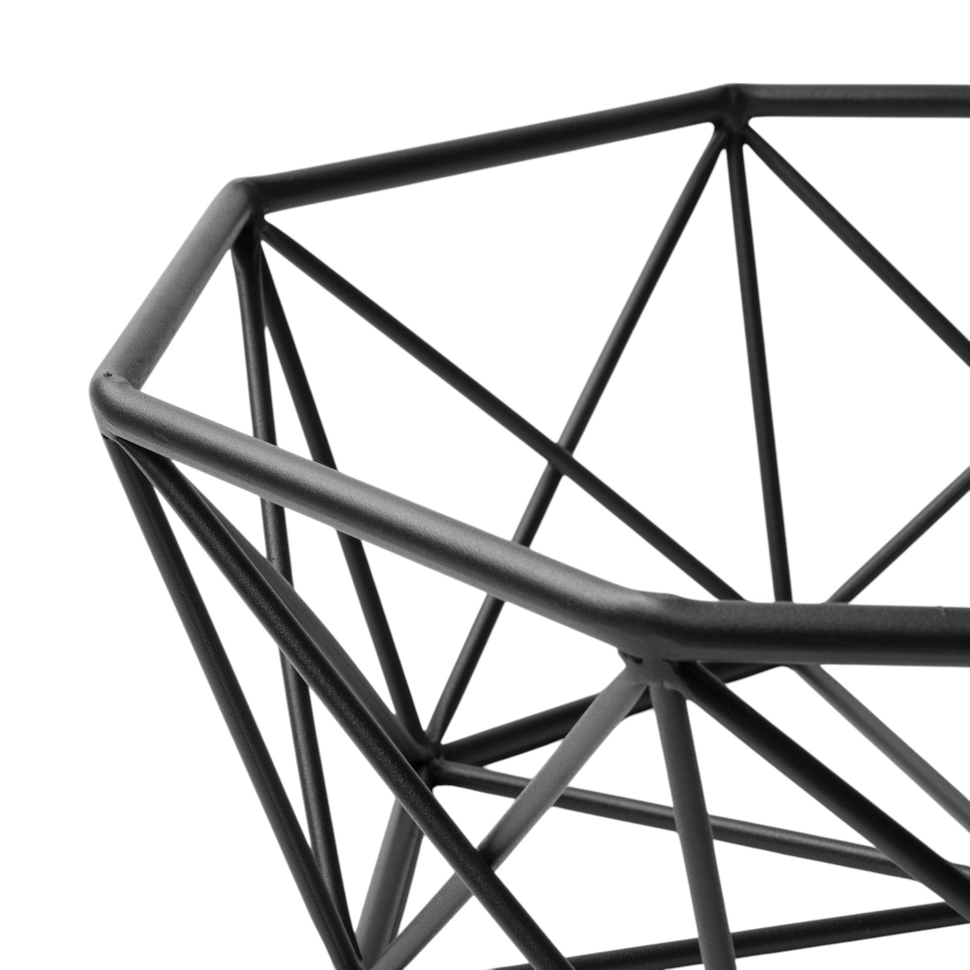 17" Black Metal Geometric Decorative Bowl-Sculptures-DECOROLALA