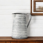 11" Gray and White Abstract Metal Jug Vase-Vases-DECOROLALA