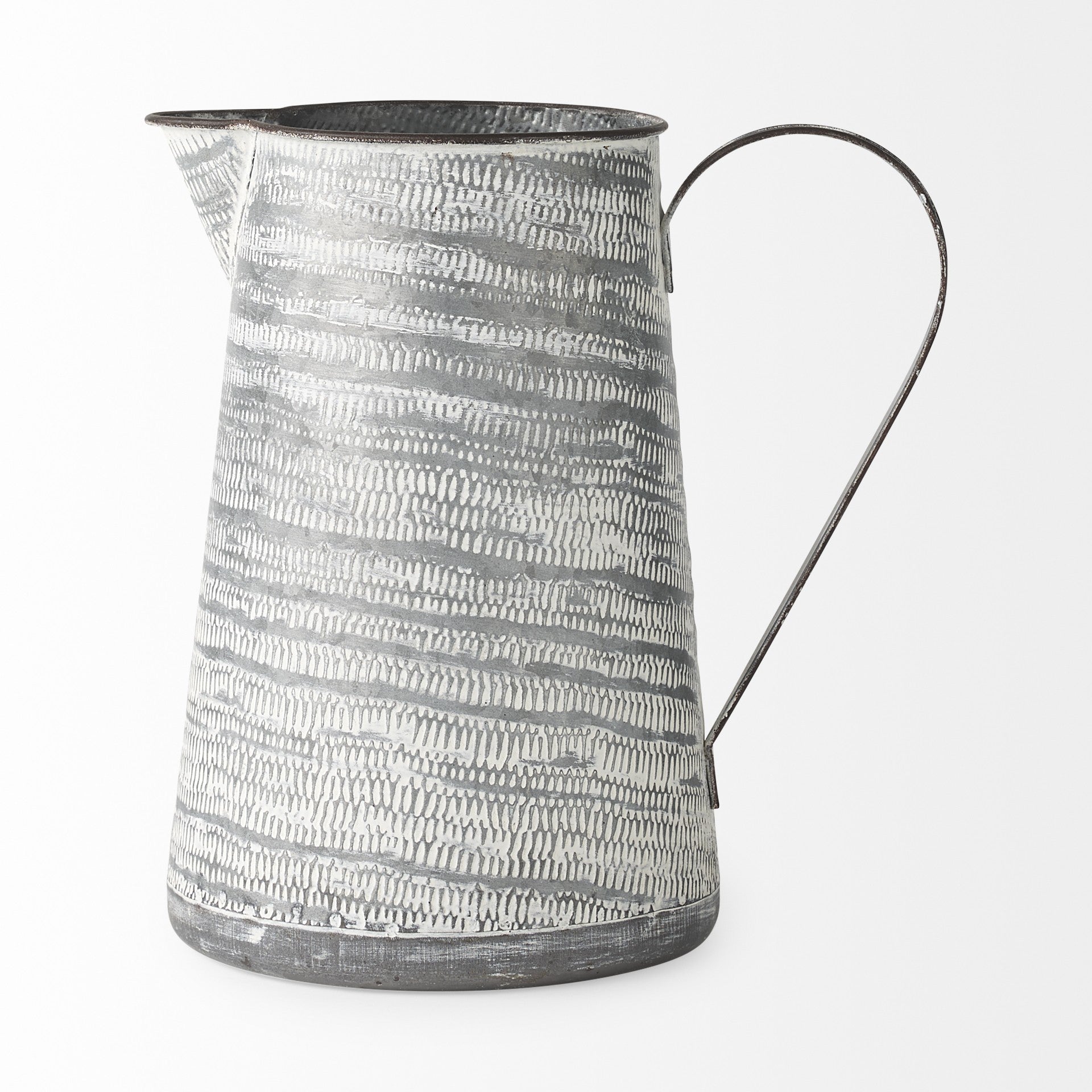 11" Gray and White Abstract Metal Jug Vase-Vases-DECOROLALA