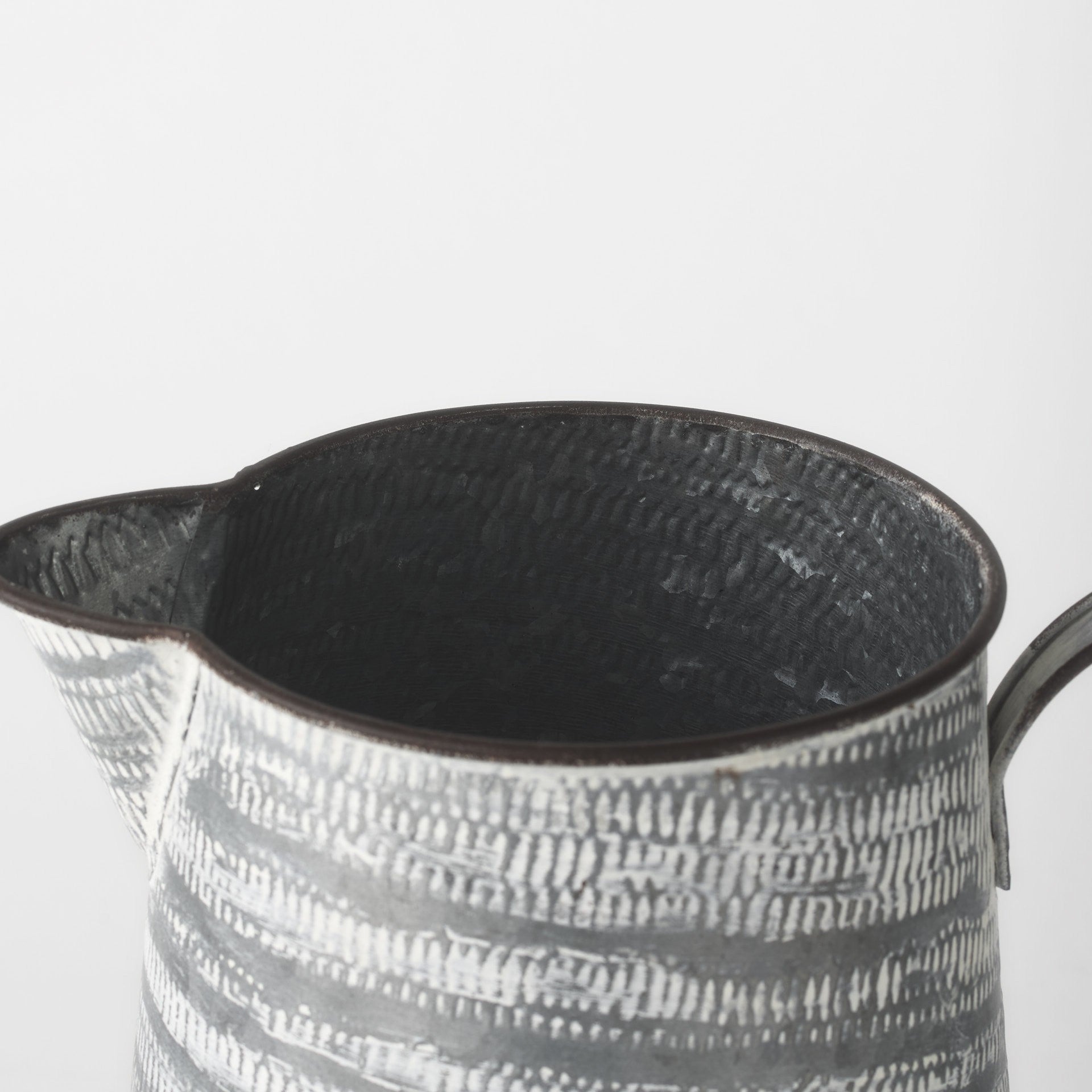 11" Gray and White Abstract Metal Jug Vase-Vases-DECOROLALA
