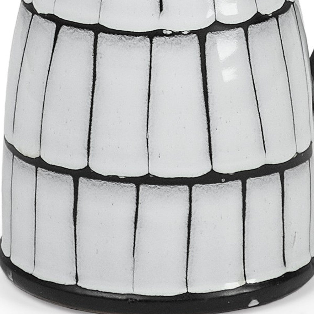 10" Black And White Cylinder Ceramic Urns Jars-Vases-DECOROLALA