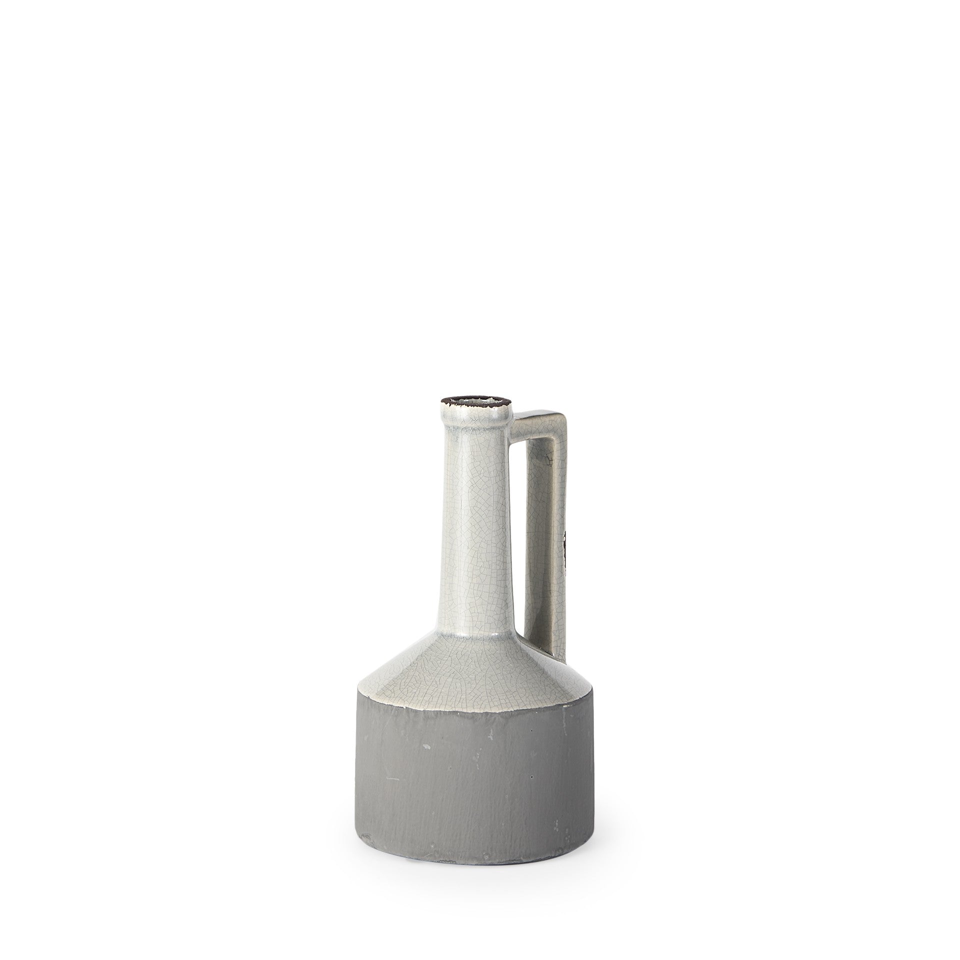 9" Gray And White Cylinder Ceramic Urns Jars-Vases-DECOROLALA