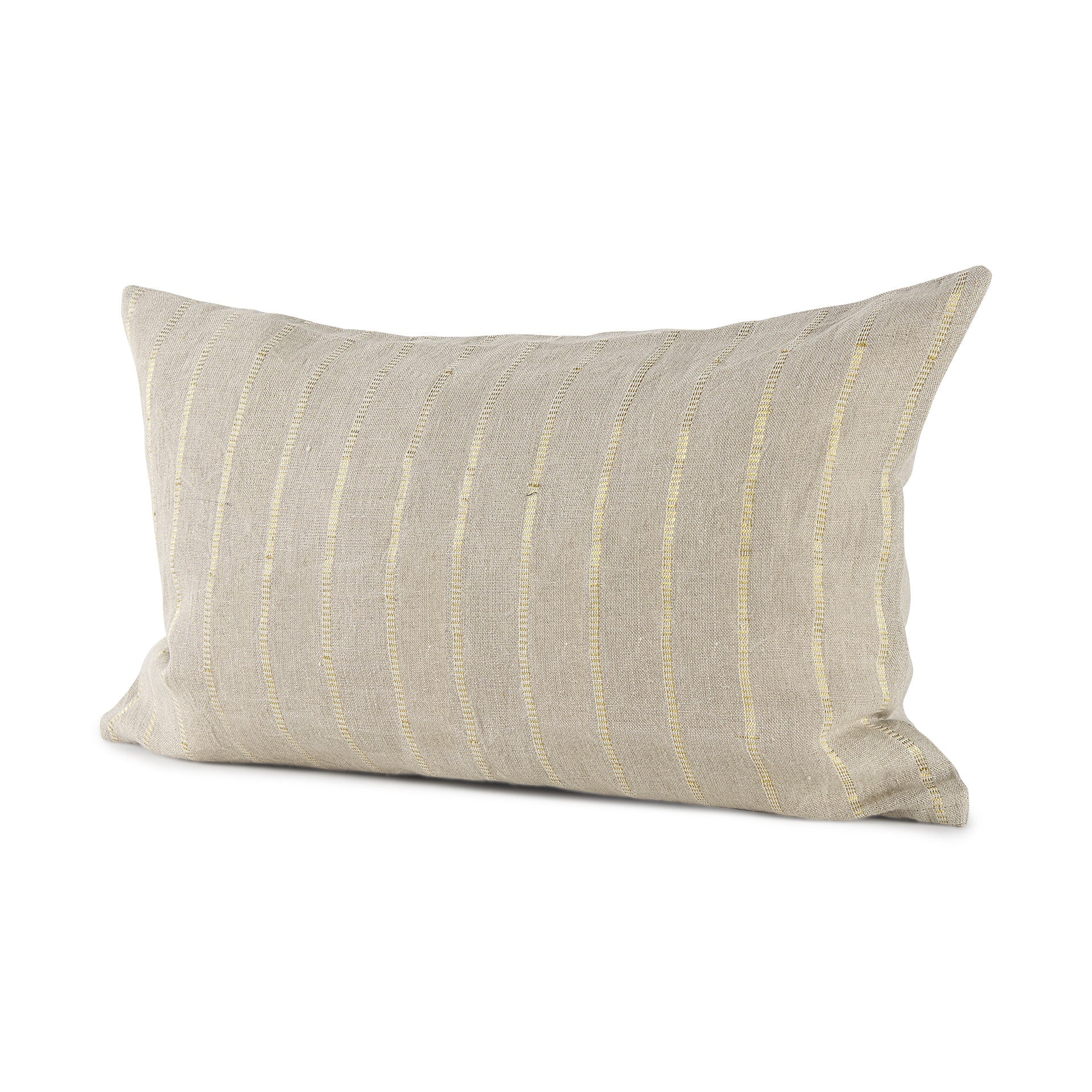 Beige And Gold Striped Lumbar Pillow Cover-2